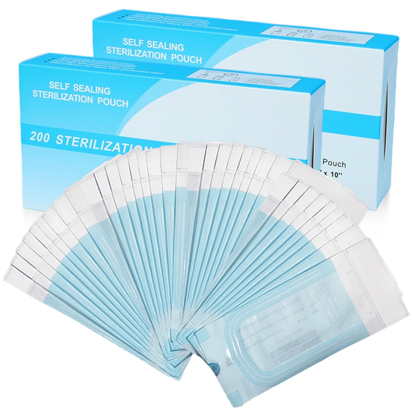 Sachets de Stérilisation Auto-Adhésifs Jetables, 135 mm x 260 mm, pour Tatouage, Manucure et Nettoyage d'Outils, 400 Pièces