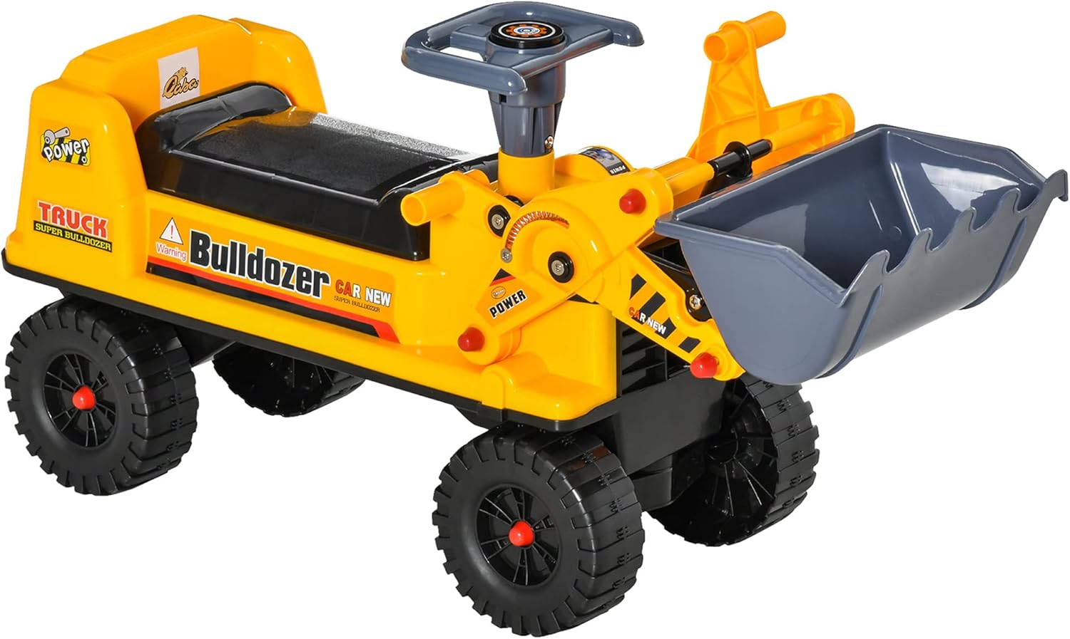Yellow and Gray Kids Ride-On Bulldozer with Storage