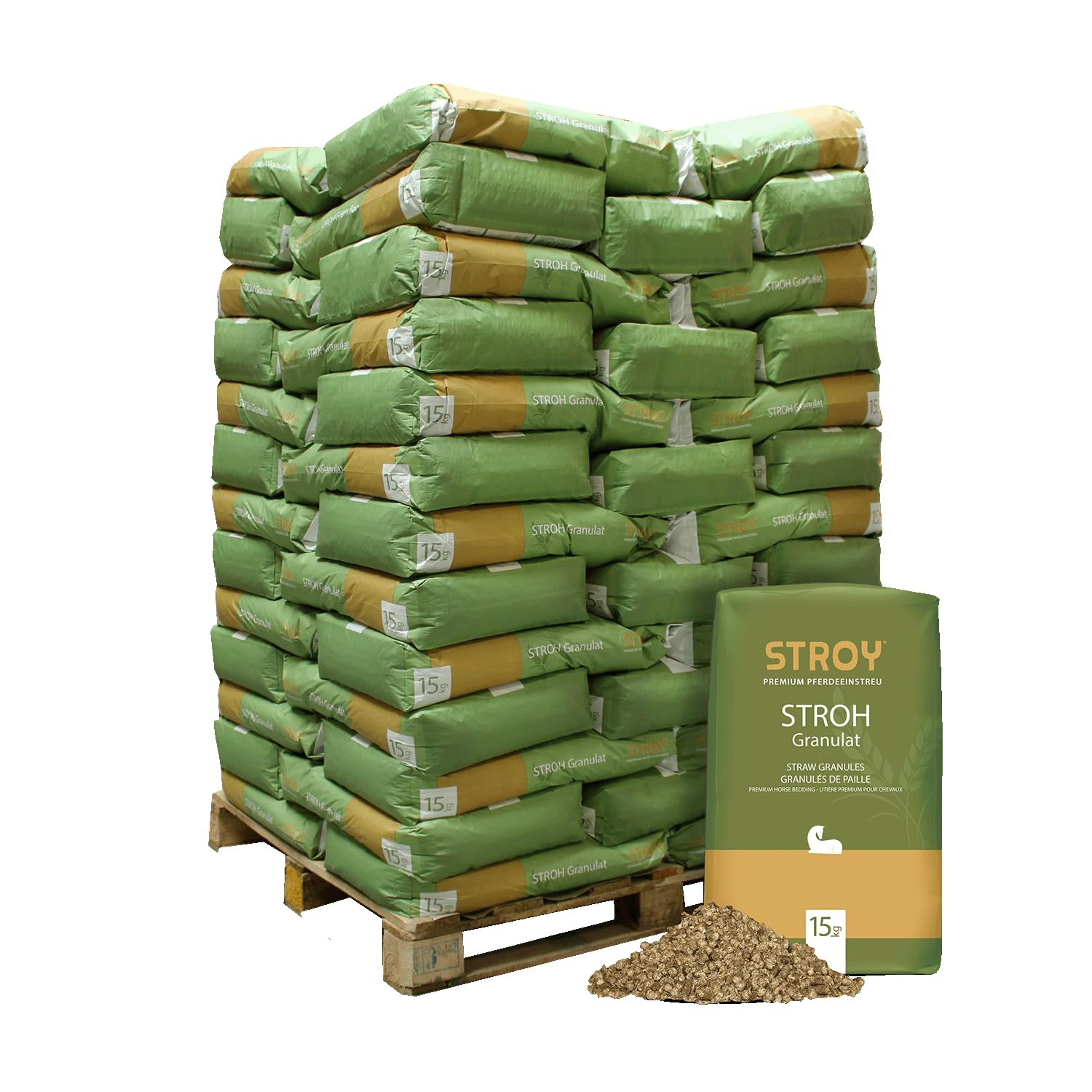 STROY Strohgranulat Einstreu 975 kg (65 x 15 kg) 1 Palette