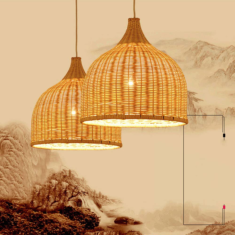 OSALADI Rattan-Lampenschirm Heißluftballon-Form – 18x10x10 Cm, Beige, Für Hängelampen & Deckenleuchten