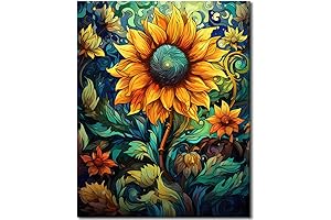 TUMOVO Paint by Numbers for Beginner, Sunflower Painting on Canvas for Home Decor