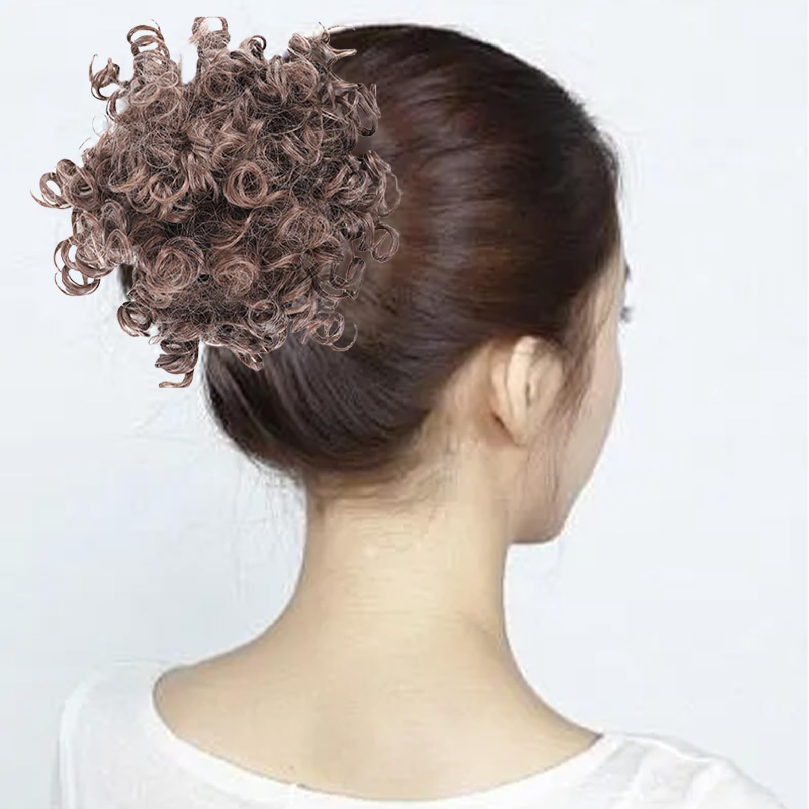 Messy Bun, Short Curly Drawstring ,Extension Loose Bun Hair ,Pieces for Women High Temperature Synthetic Bun Extension 60g Black (10-0906) - Image 3