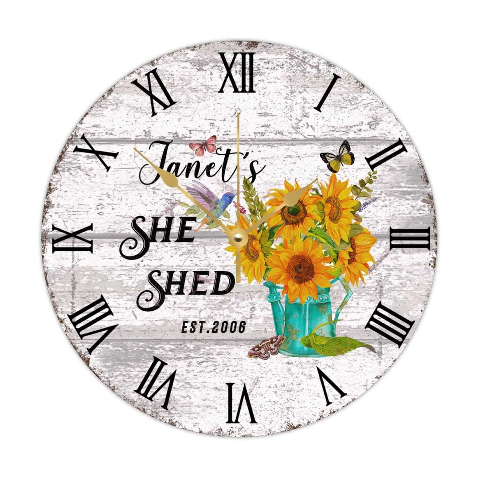 Horloge murale en bois à personnaliser, cadeau floral idéal pour une crémaillère