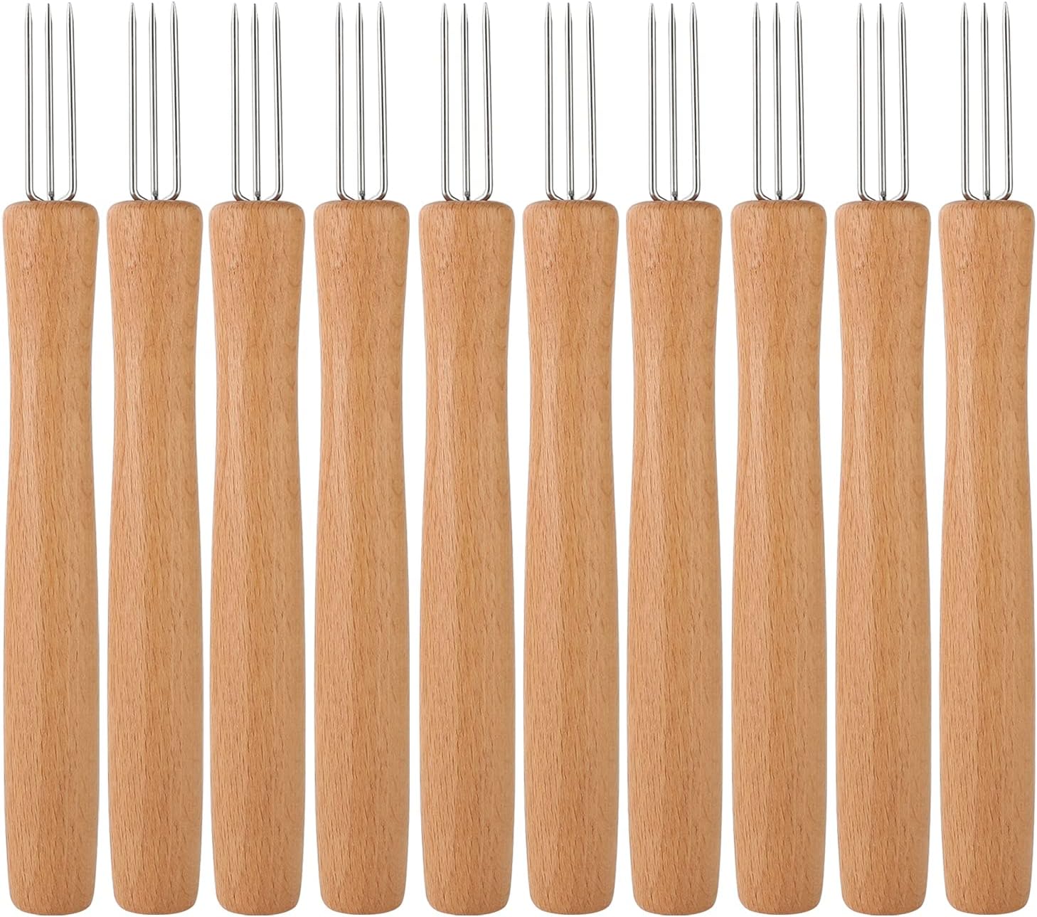 Corn On The Cob Holders Set of 10 Stainless Steel Corn Holders with Wooden Handle Cob Skewers Corn Forks for BBQ Sweetcorn Roasted Meat