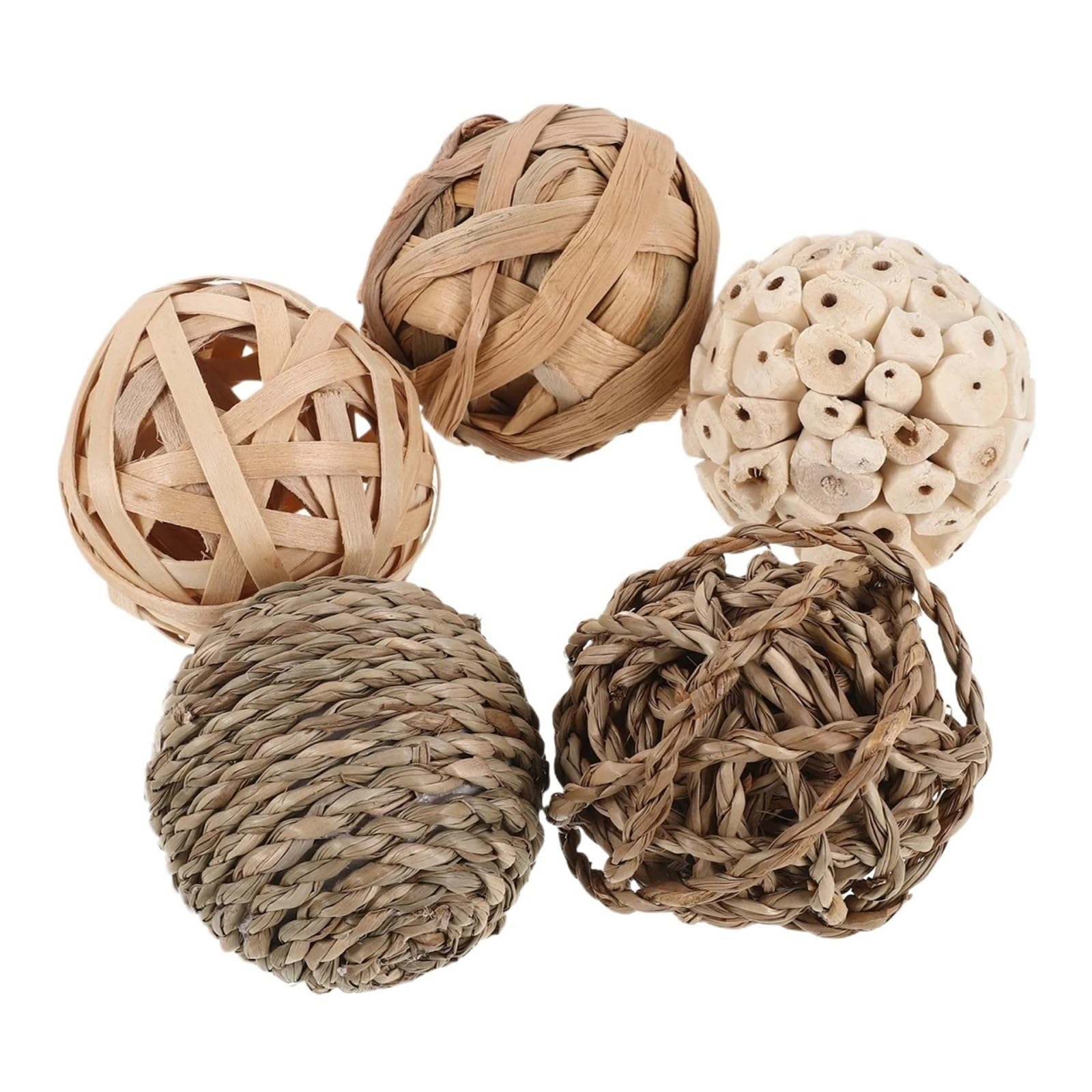 ZUXWUX Handwoven Rattan Balls 5Pcs For Bowl Centerpiece Tray Decor
