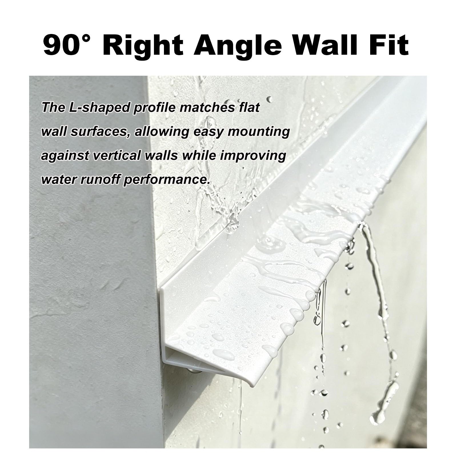Perfil vierteaguas vertical, fijación con pegamento y tornillos | Deflector de lluvia de aluminio, diseño 90° para aleros, ventanas y balcones(12 Pack)