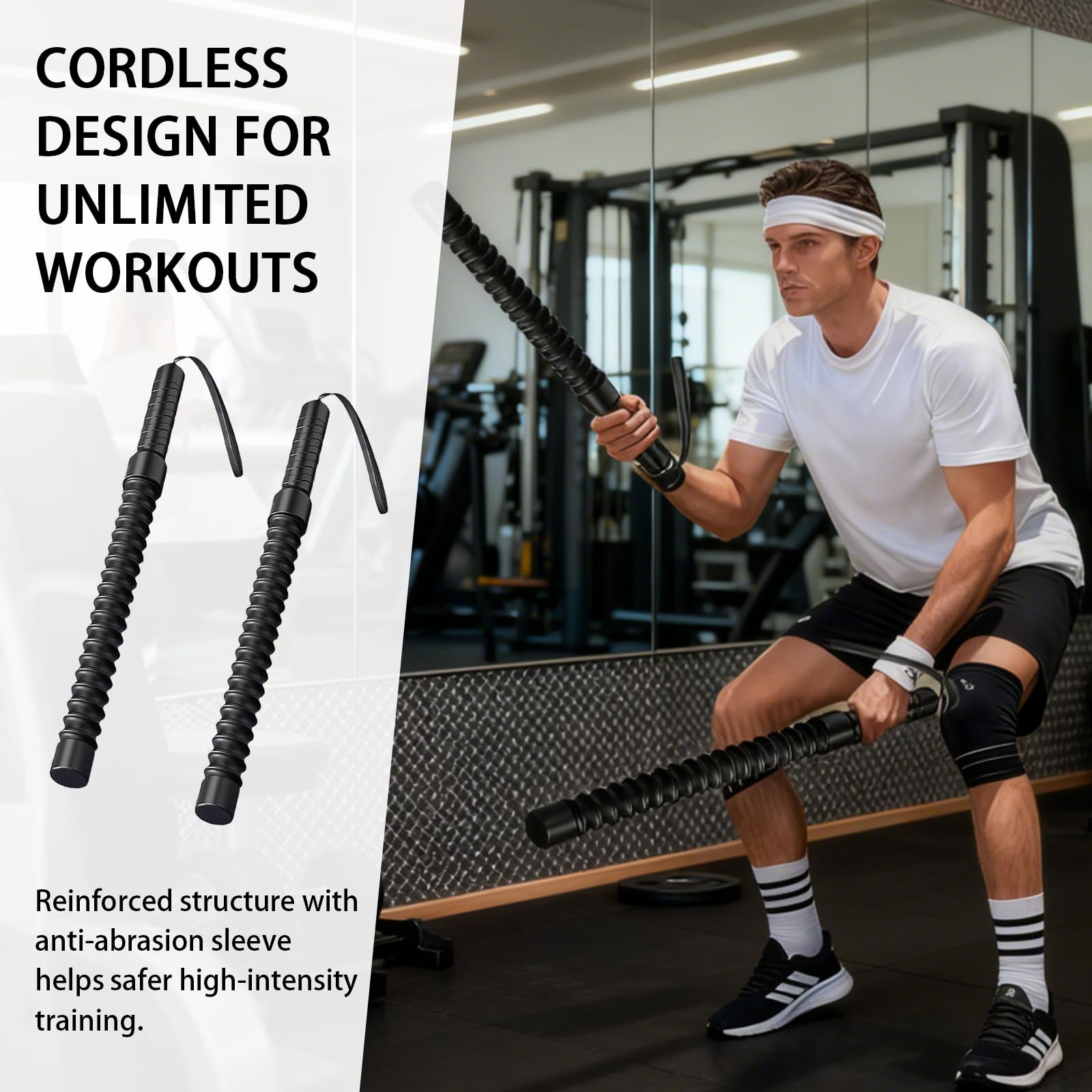 Corde de Battle Rope PONDÉRÉE sans corde longue, Corde d’entraînement portable haute résistance, idéale pour le renforcement musculaire et l’endurance, adaptée aux débutants et confirmés