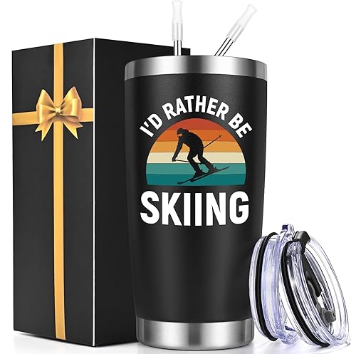Lifecapido Ski Gifts, I'd Rather Be Skiing 20oz Insulated Tumbler,