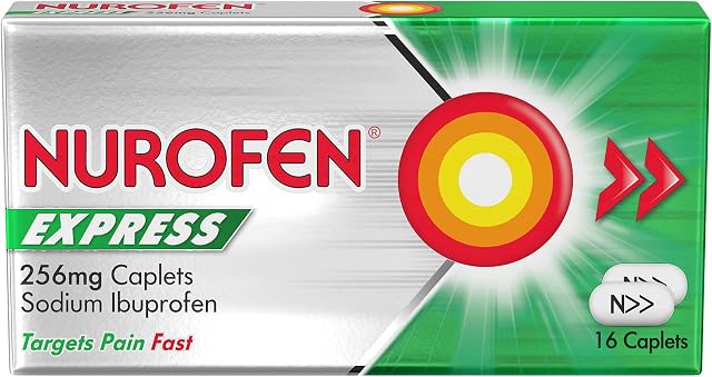 Nurofen Express 256mg Pain Relief Caplets Ibuprofen, Pack Of 16
