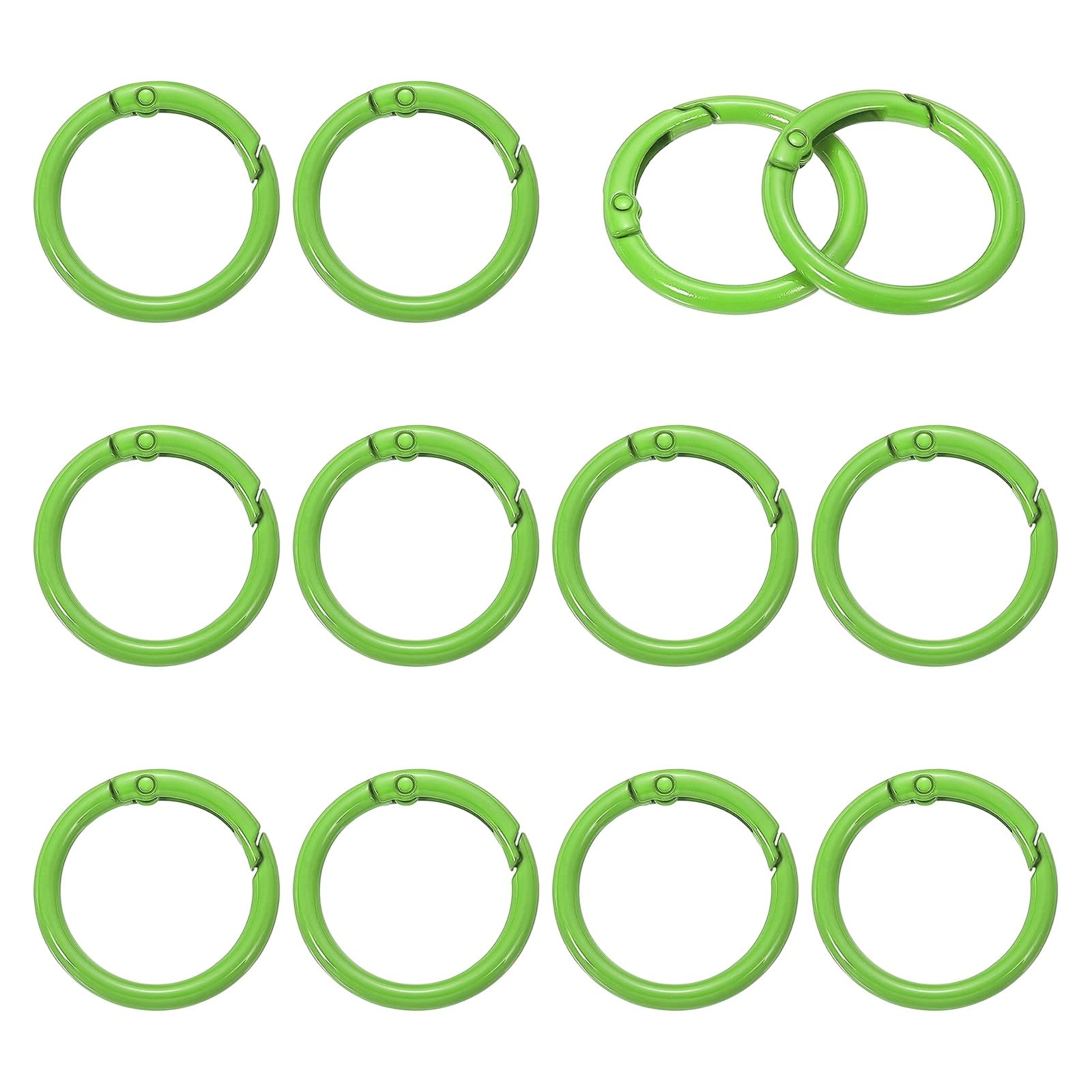 YELARXI Metal Spring O Rings, Round Spring Snap Keyring Colorful - Fitting for (Keychain - Handbag - Bag - Purse - Lanyard - DIY Crafts) 12 Pack & 1.3 Inch & Green