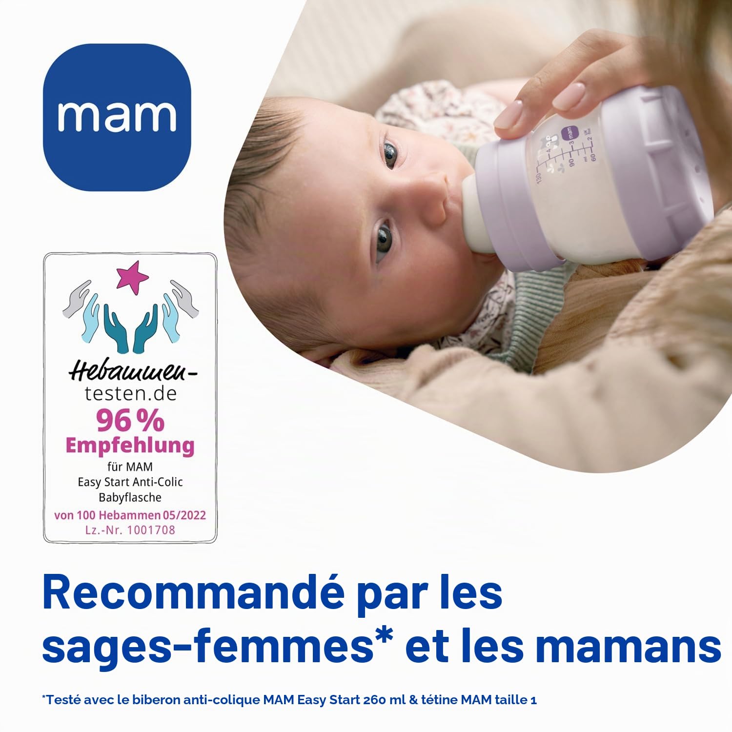MAM Kit de démarrage composé de 2 biberons anti-coliques (160 ml et 260 ml) et de taille 1, d'une tétine de 0 à 6 mois et d'un goupillon