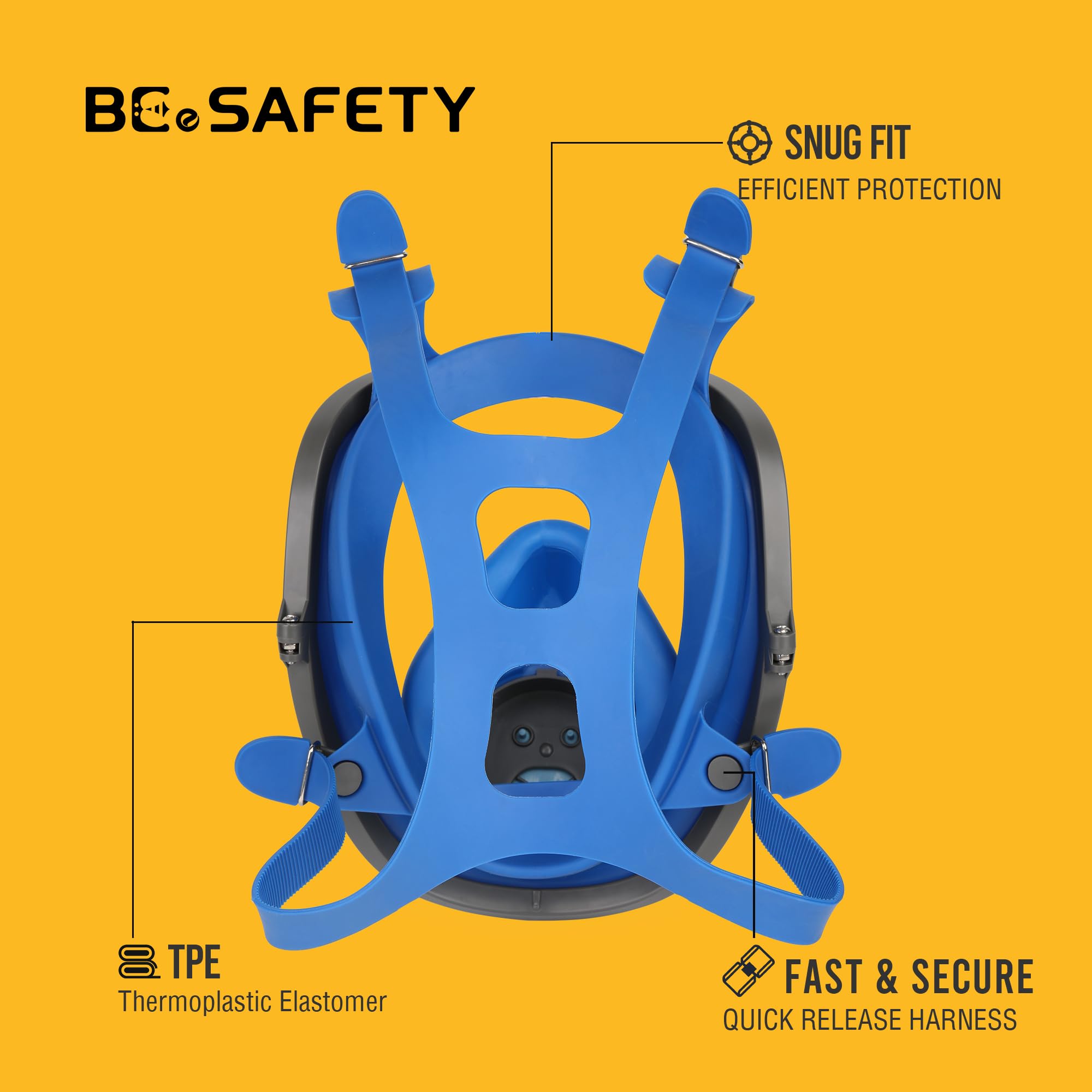Vollmaske Atemschutzmaske,RF-610 Wiederverwendbarer Full Face Respirator mit 2× A1 Gasfiltern & 8× P2 Staubfiltern, für Lackieren, Schleifen, Sprühen, Chemikalien, Renovierung