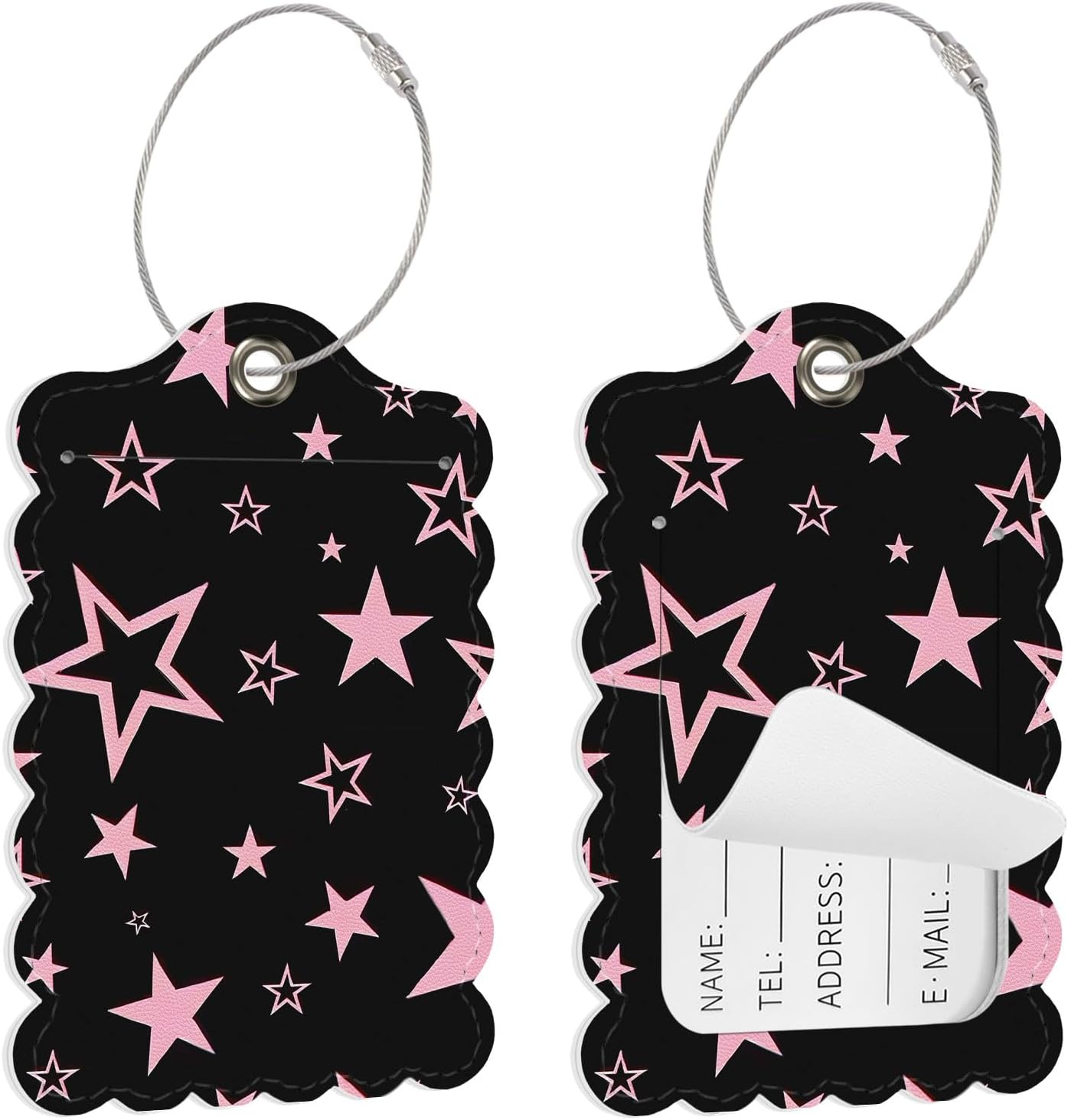 Seorsok 2 PCS Cute Pink Stars Luggage Travel Tags for Suitcases