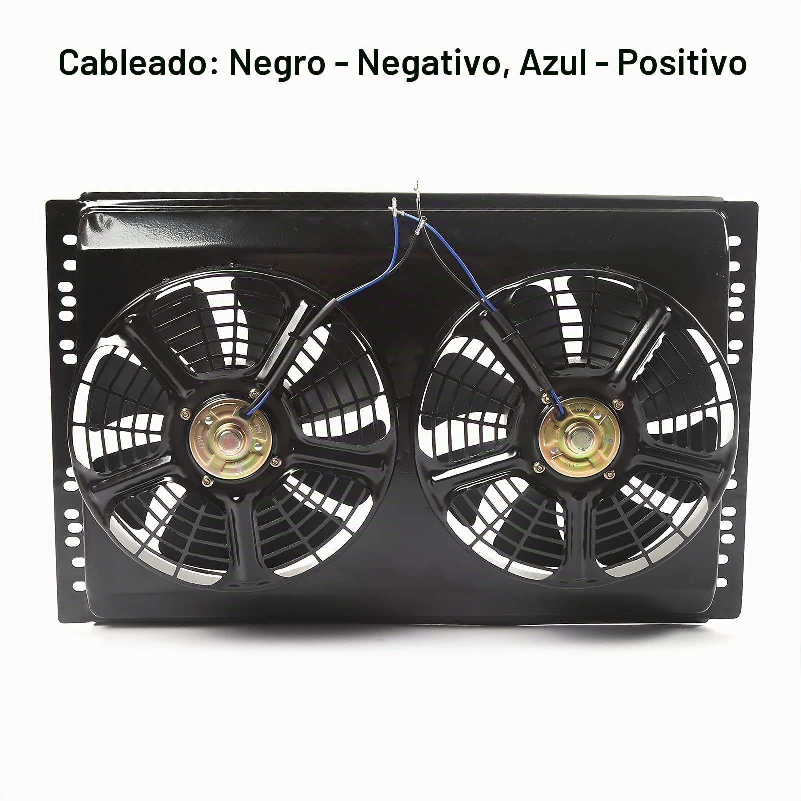 Ventilador de refrigeración del radiador del coche, radiador de 12V 80W Ventilador de refrigeración doble Marco de hierro Tanque de agua de alta potencia Disipación de calor Modificación universal del