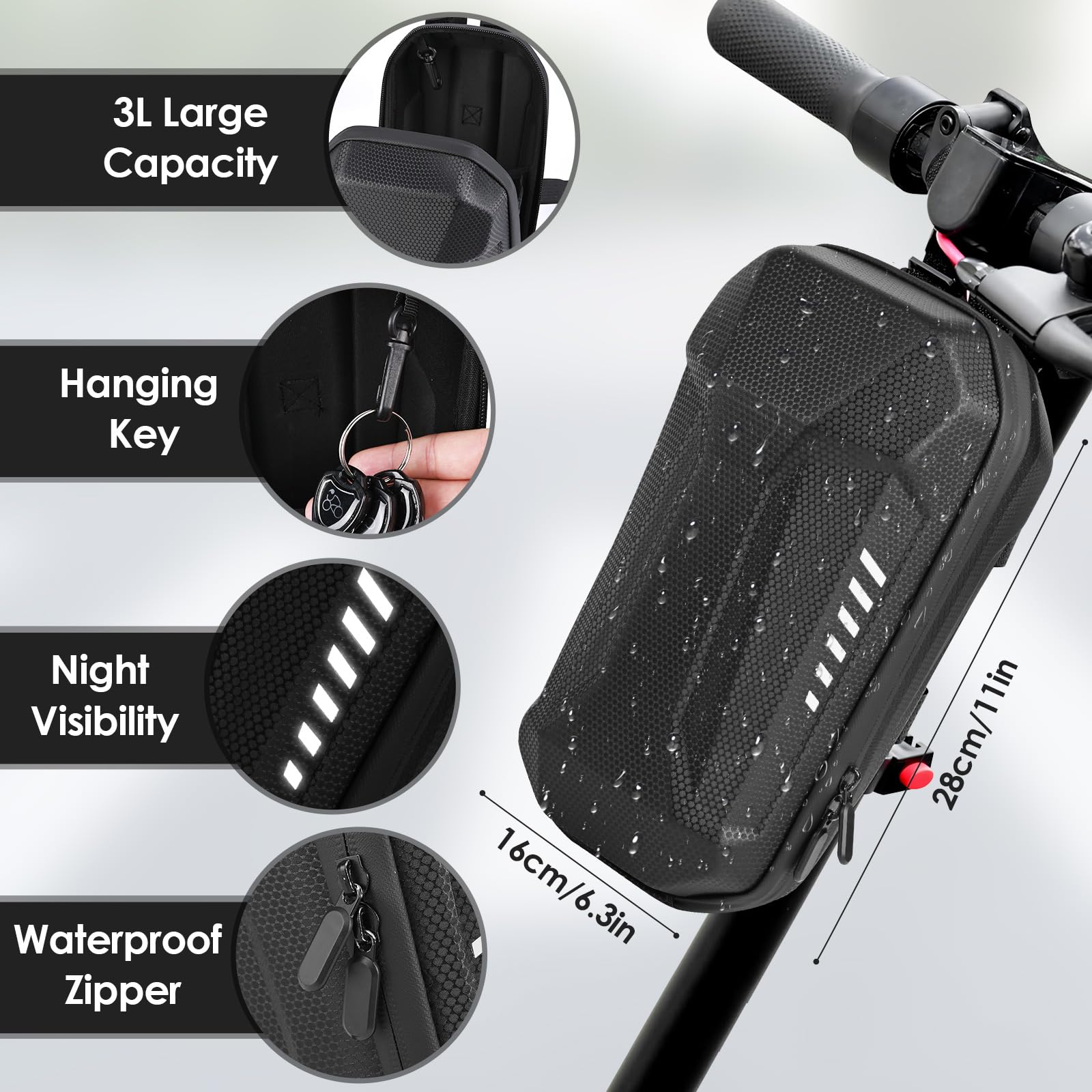 Catena Bicicletta Antifurto, Lucchetto Monopattino Elettrico, Accessori Monopattino Elettrico con Chiave E Borsa Impermeabile 3L, Lucchetto Manette per Scooter Elettrico, Moto, Carrozzine