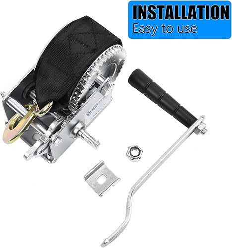 Miniatura 3 de Cabrestante de mano de 600 libras, cabrestante de remolque de barco de alta resistencia, grúa de engranaje de trinquete bidireccional, cabrestante