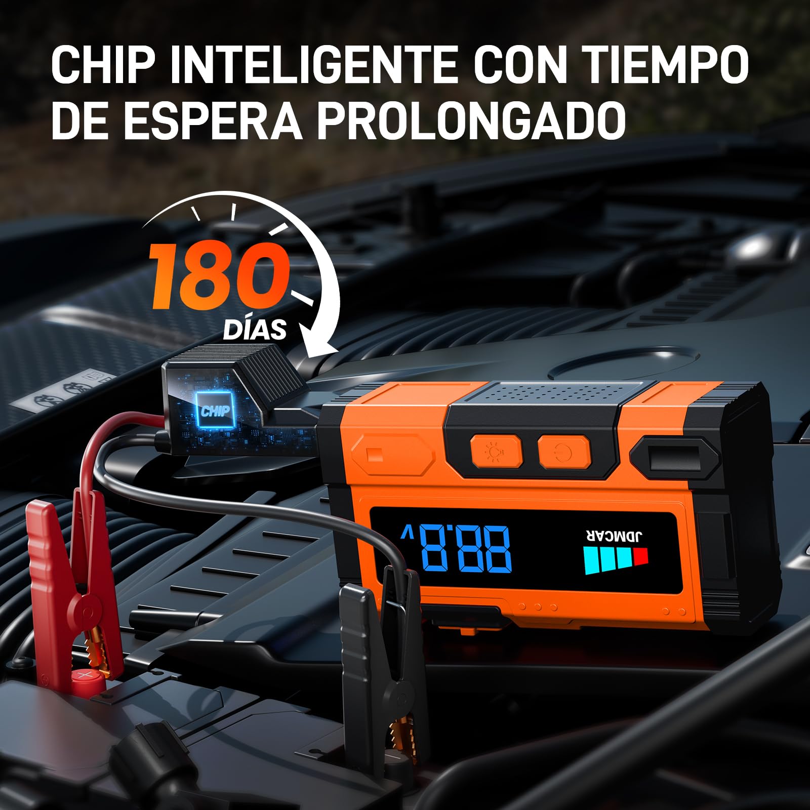 Arrancadores de Bateria de Coche 10000A 12V Arrancador de Coches Motor 9.0L Gasolina 8.5L Diesel Portatil Pantalla LCD Carga Rapida Linterna LED
