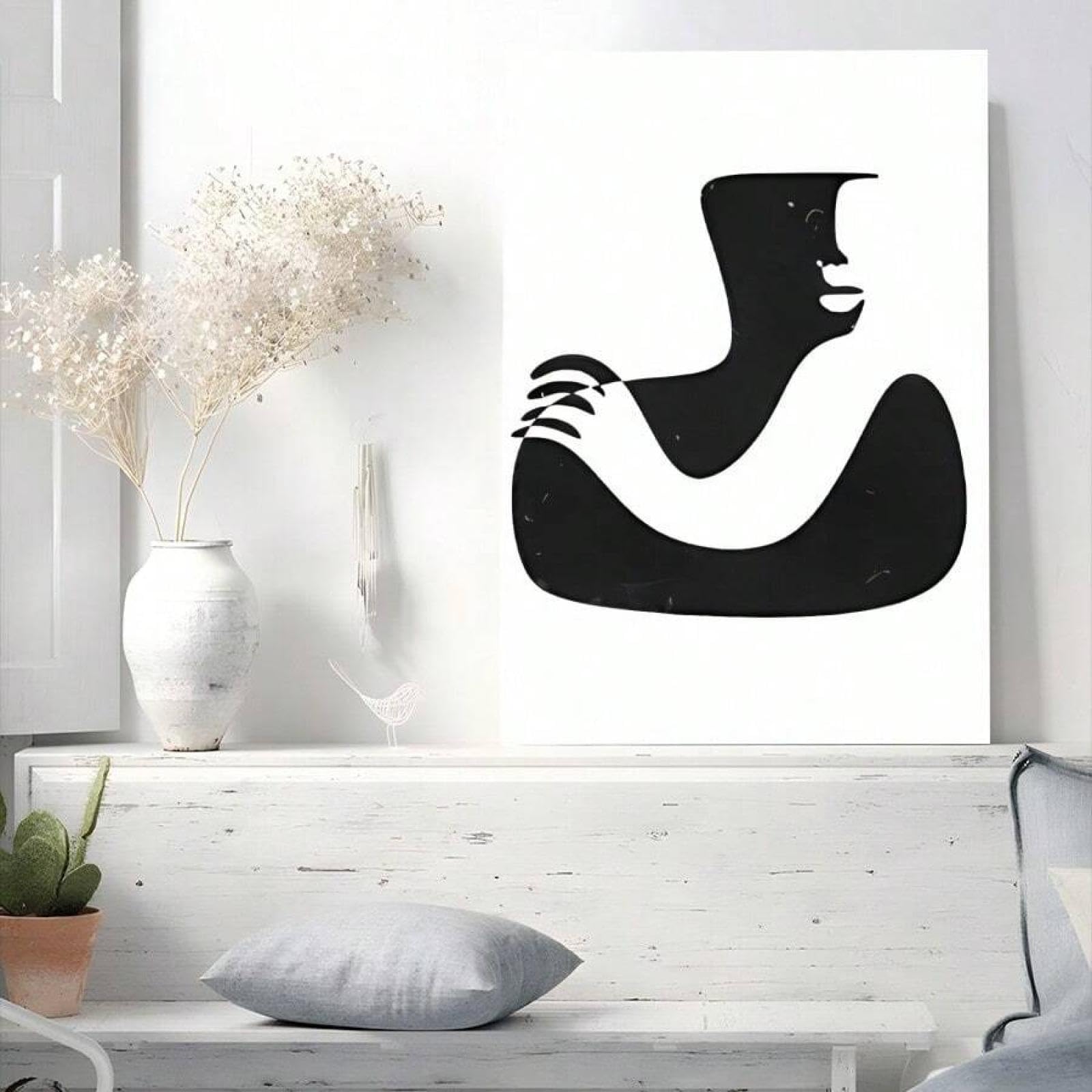 XINBAO Galeria estetyczna czarno-biała abstrakcyjna sztuka ścienna - wydruki na płótnie plakat malarstwo biuro salon sypialnia dekoracja ścienna 60 x 90 cm z ramą