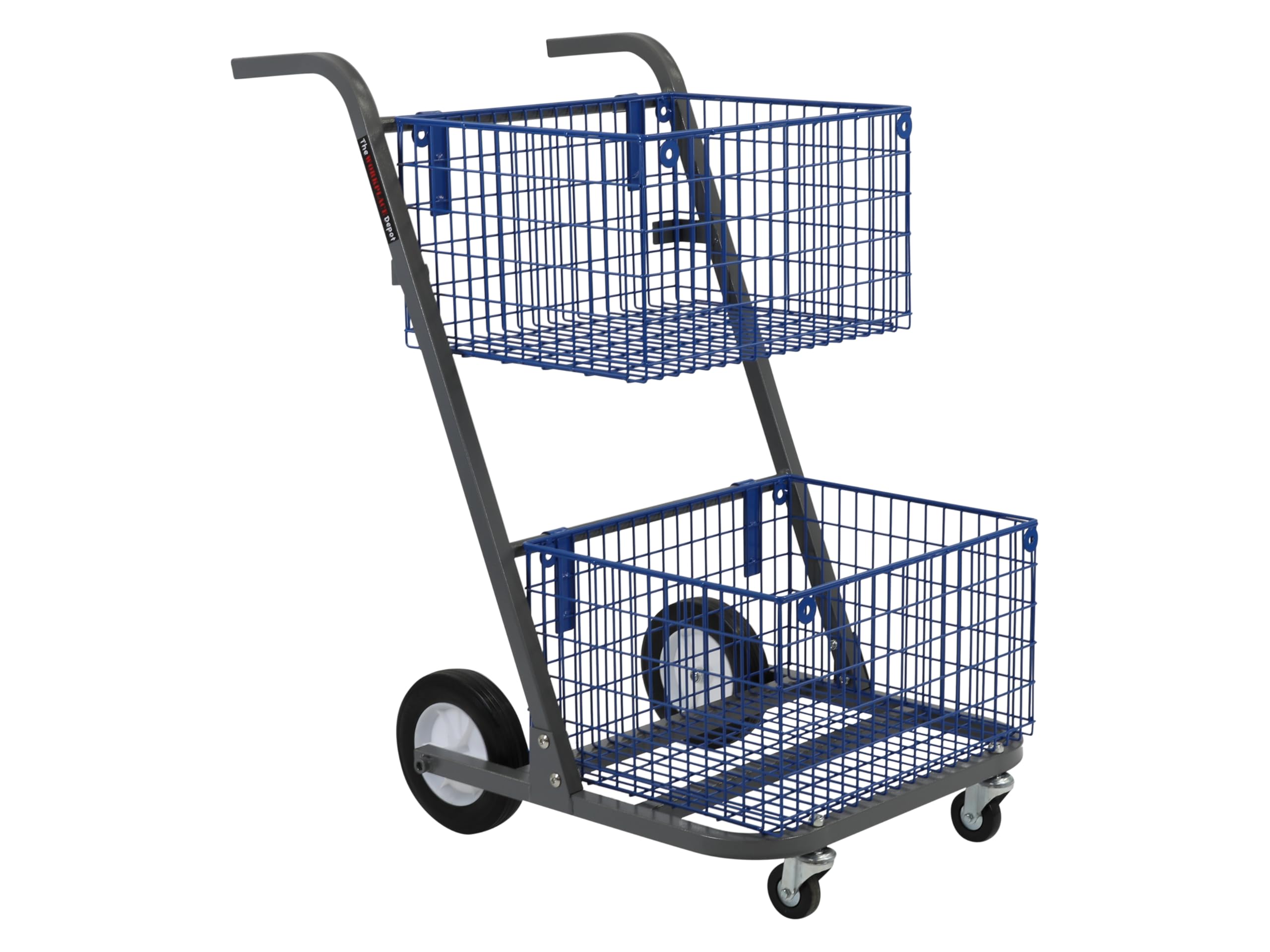 The Workplace Depot Mailroom Trolley - Robust Steel Frame, Dual Removable Baskets, Grey Powder-Coated Finish – Ideal for Office, Warehouse, and Mail Handling Tasks