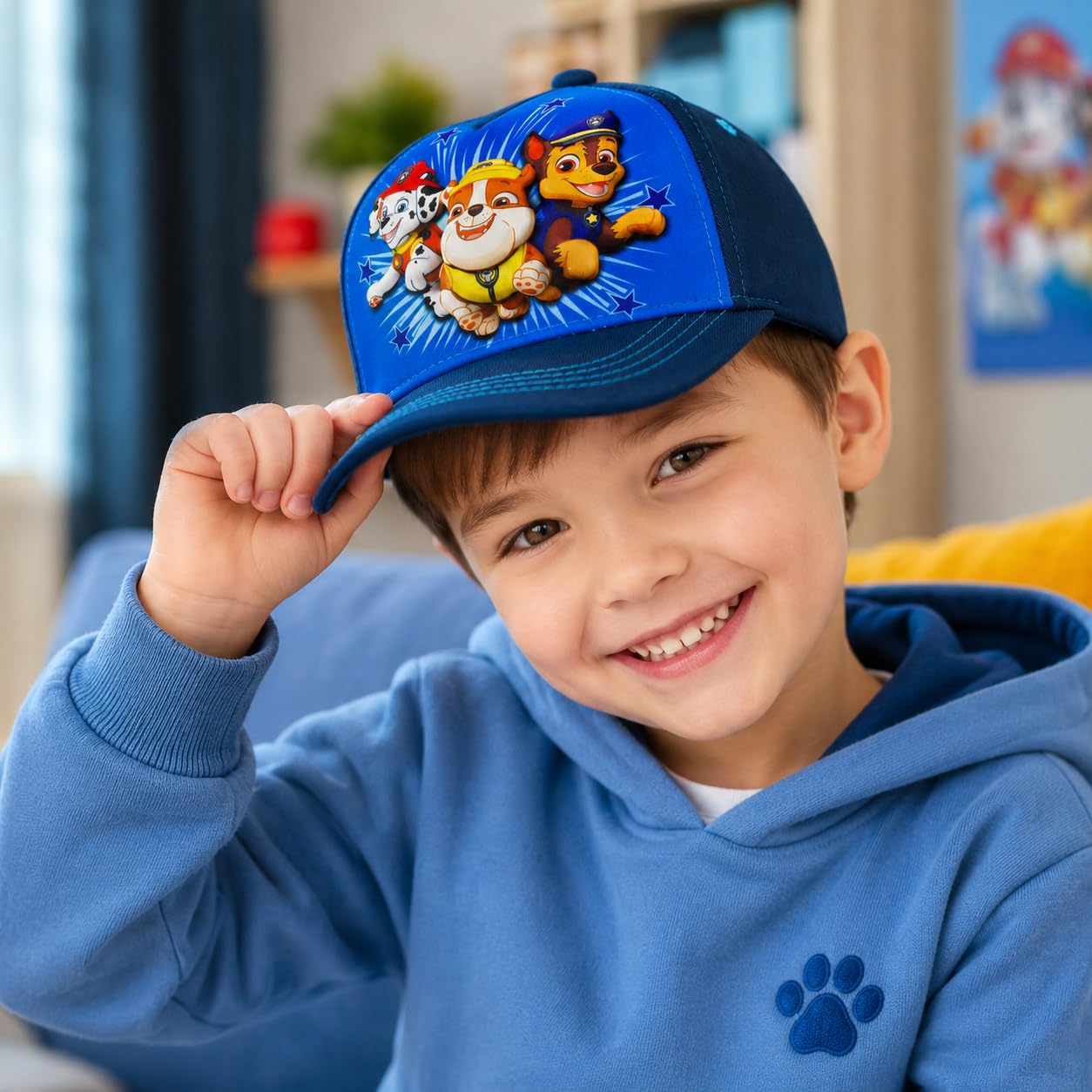 Nickelodeon Paw Patrol Baseballkappe für Kleinkinder, Jungen, Baumwolle, 3D, Alter 2-5 Jahre, Blau