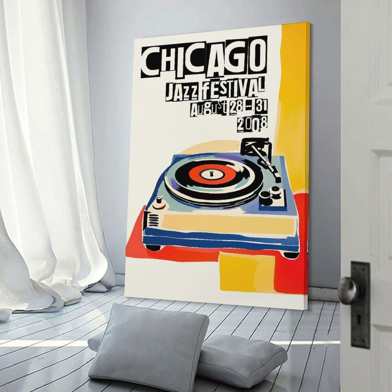 Junmoney Decorative Wall Artwork Chicago Jazz Festival, 24x36inch(60x90cm), for Living Room, Lounge Or Sitting Room, Modern Wall Decor for Cosy Interiors