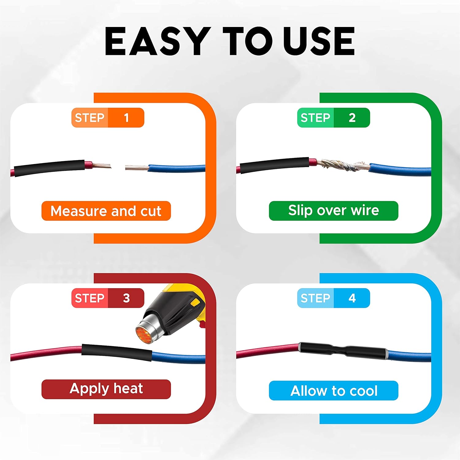 NeoWire Heat Shrink Tubing 1/4", 3:1 Ratio Shrink Tube Industrial and Marine Grade, Dual Wall Adhesive Lined Wire Shrink Wrap Tubing, Heat Shrink Tube for Wires Black, 59 Feet Roll: Industrial & Scientific
