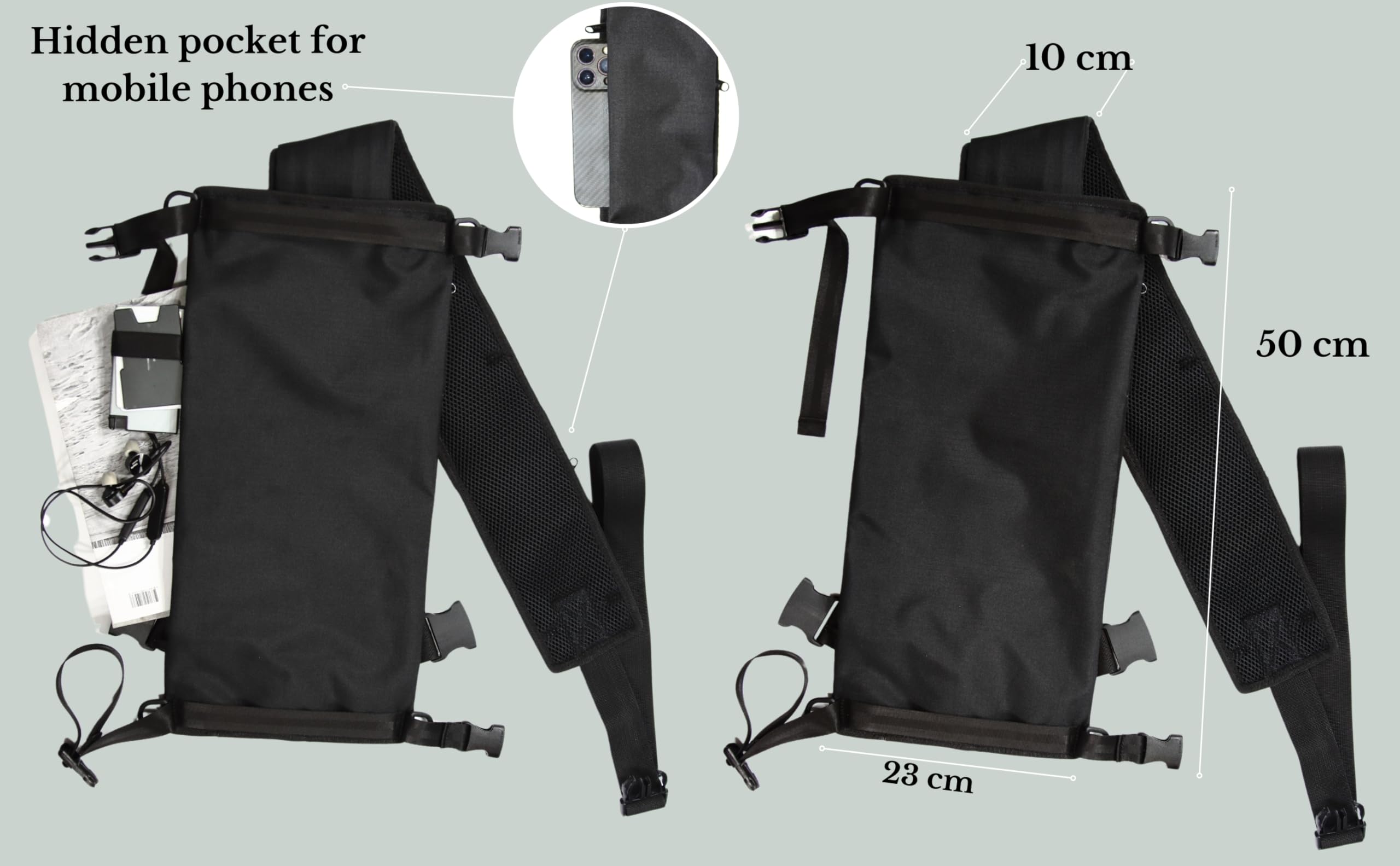 Sac Skateboard imperméable avec Poches secrètes, Sac à Dos réglable pour Planche à roulettes