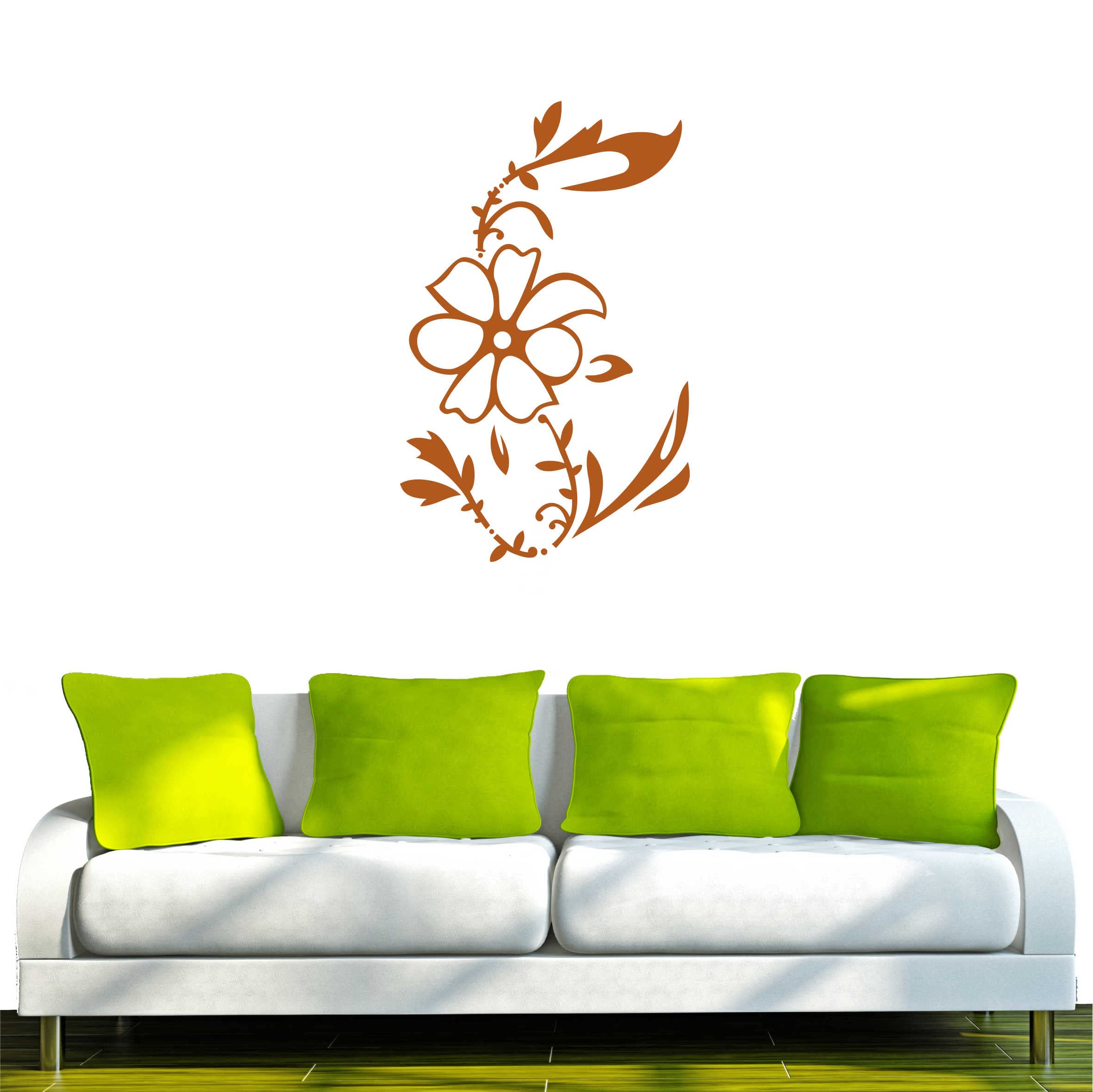INDIGOS UG - Wandtattoo Wohnzimmer - Wandaufkleber Blume 160x100 cm - haselnussbraun f62 - Aufkleber Kinderzimmer Schlafzimmer Küche Badezimmer Büro Dekoration