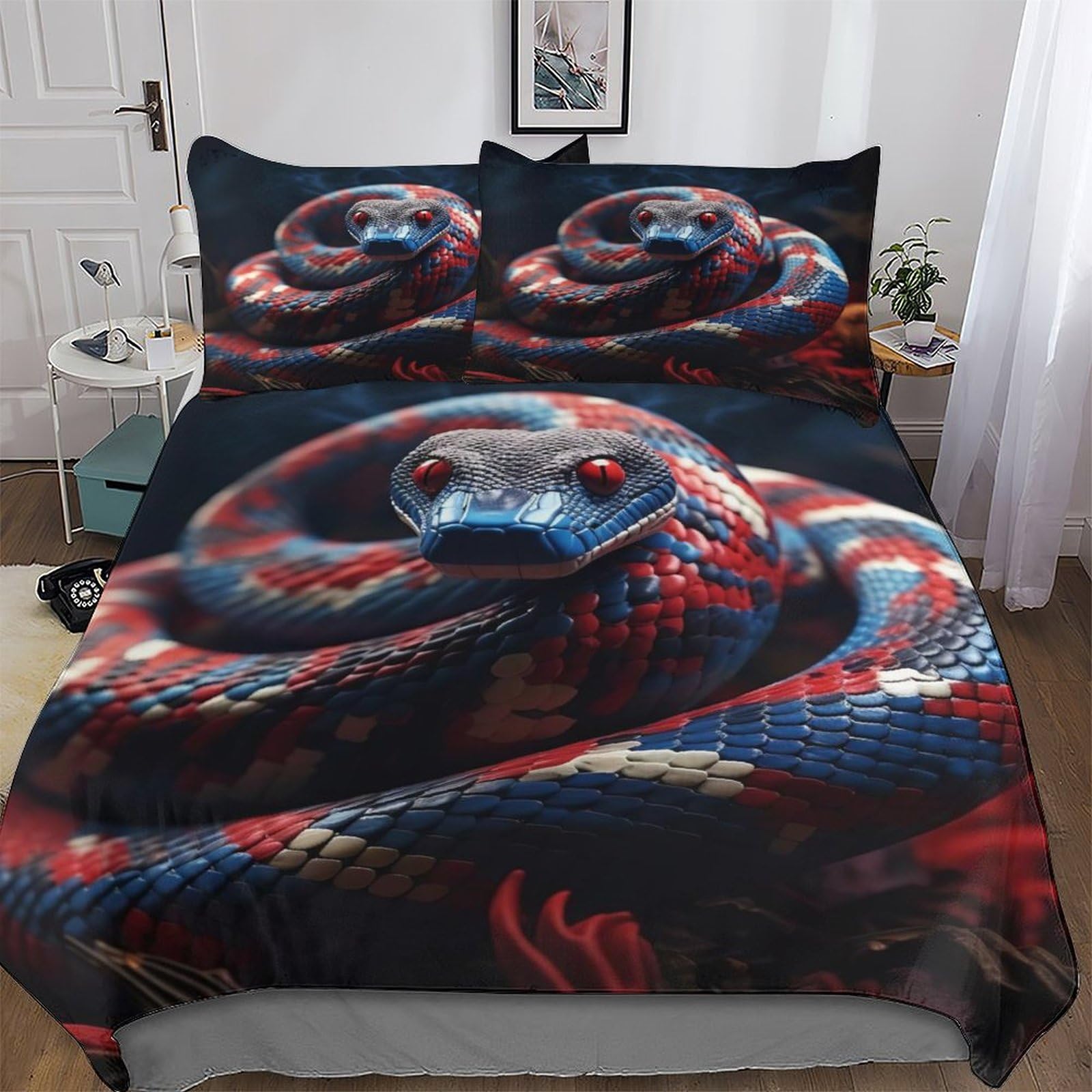 Ppzyy Snake Duvet Cover Set With Pillowcase Soft Microfiber Bedding Set Comforter Cover For Adults Kids 2Pcs Quilt Covers Single(135X200cm)