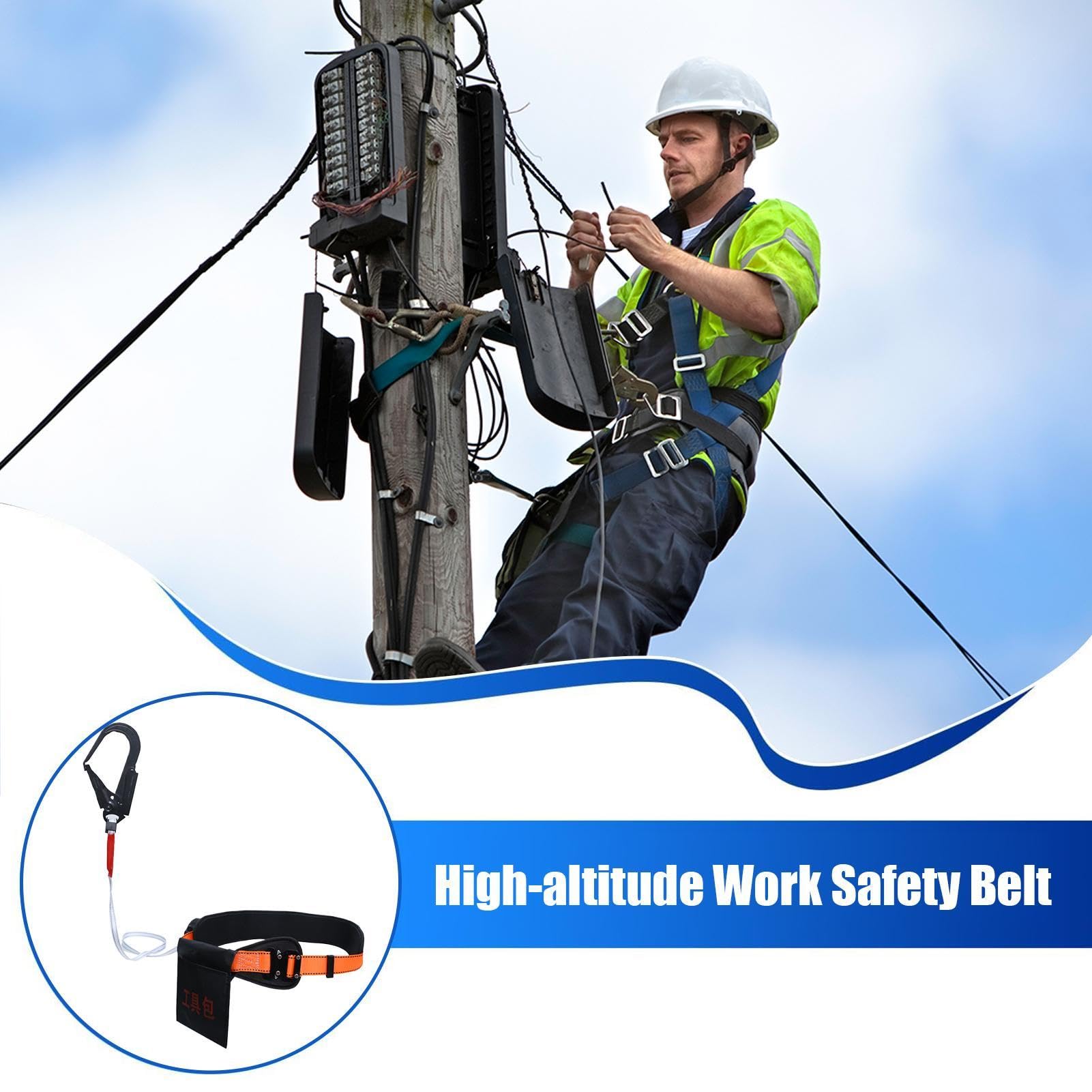 Imbracatura Anticaduta Cintura di Sicurezza per Lavori in Alte Quote | Cintura per Scale e Imbracatura per Opere Antincendio e Soccorso