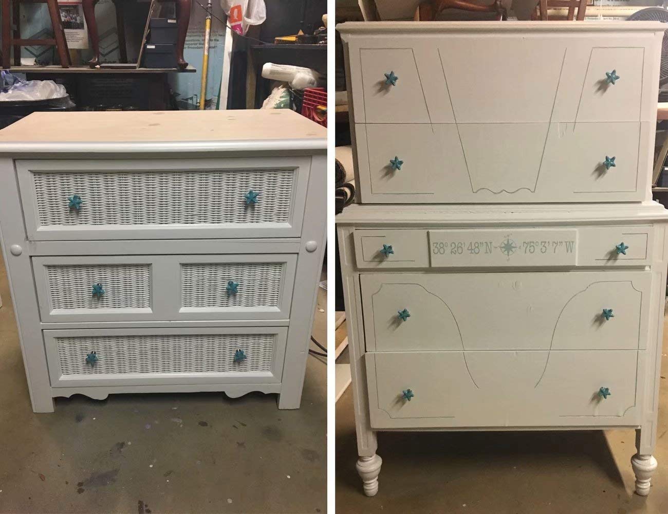 Maniglie Per Mobili In Ceramica Blu Con Stelle Marine - Per Camera Dei Bambini E Non Solo - Foto 3