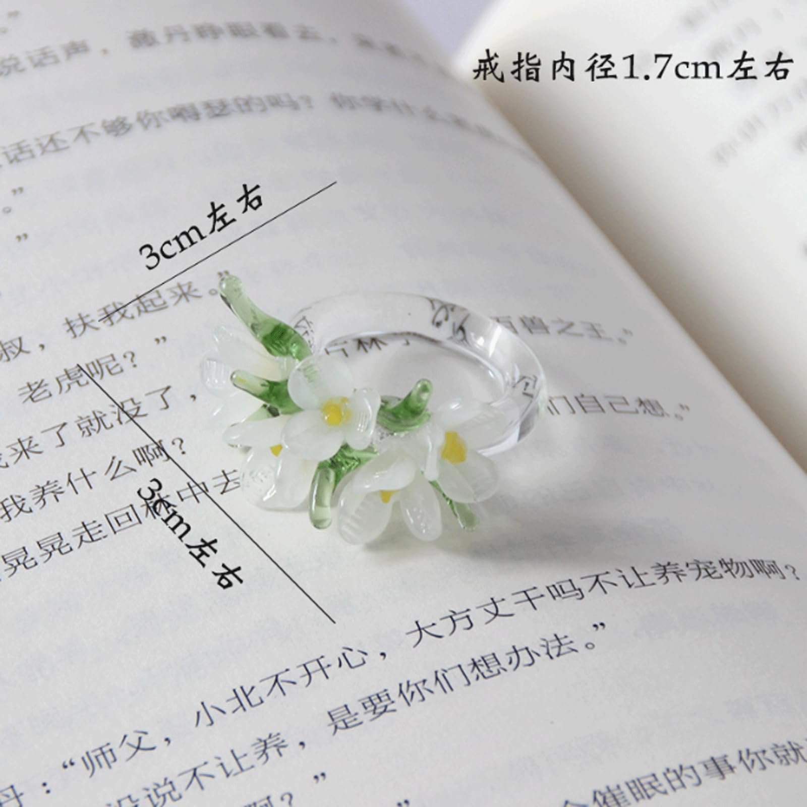 Amazon.co.jp: ガラスフラワーバタフライリングガラスキンモクセイ梨の