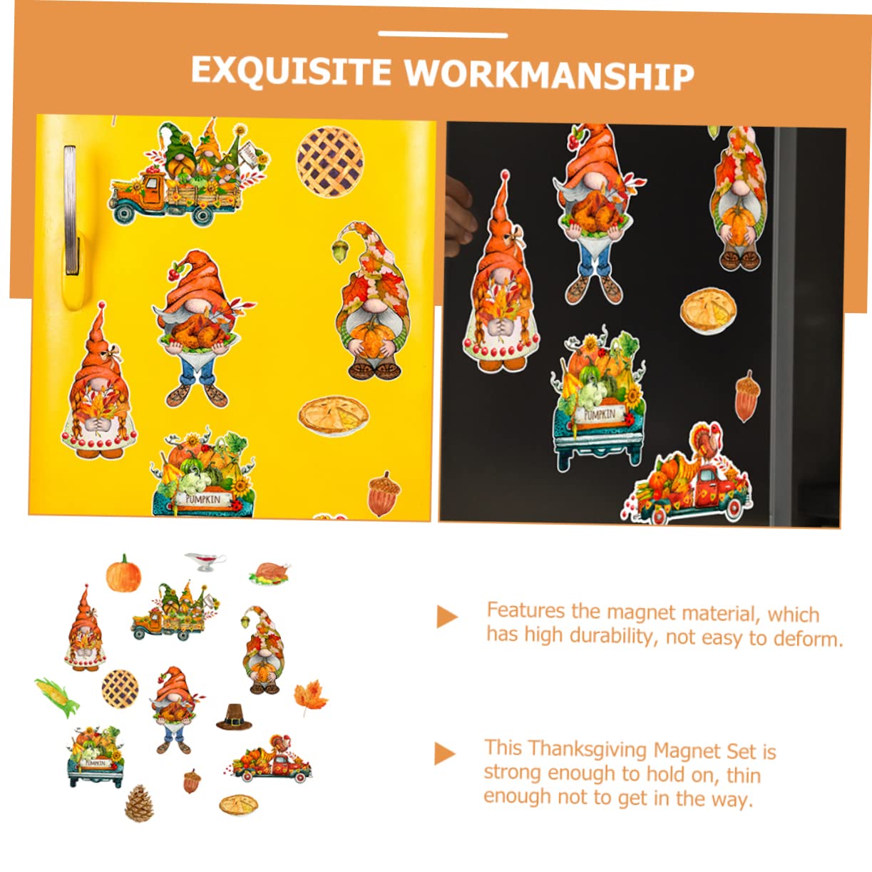 SOLUSTRE 4sätze Fridge Magnet Für Thanksgiving Abnehmbare Magneten Mit Bunten Herbstmustern Für Kühlschrank Whiteboard Und Bürodekoration Teiliges Mit Lustigen Motiven Wie Und