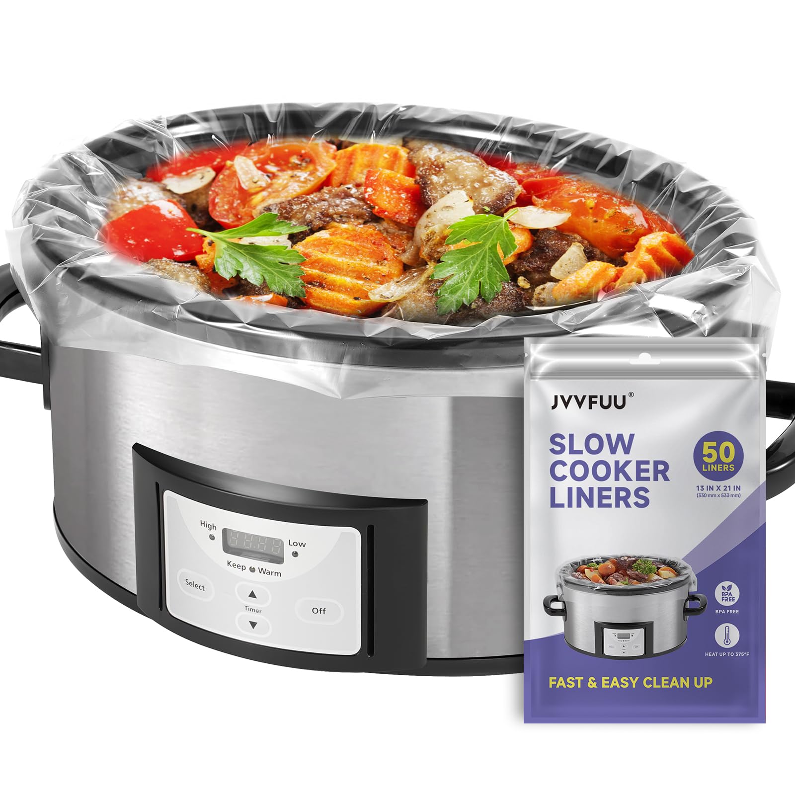 JVVFUU Slow Cooker Liners, 50 Count