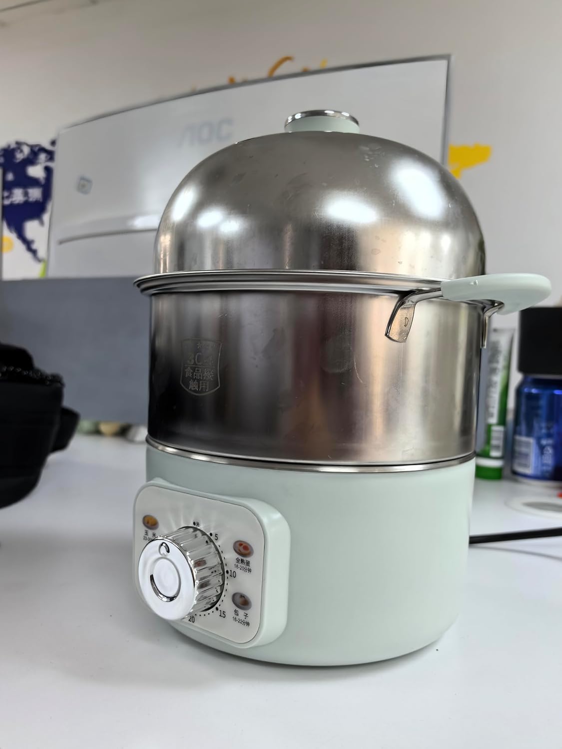 FeeKaa Electric Egg Cooker, Stainless Steel Egg Steamer for Hard, Medium, Soft Boiled Egg Poacher, Auto Shut-Off Function