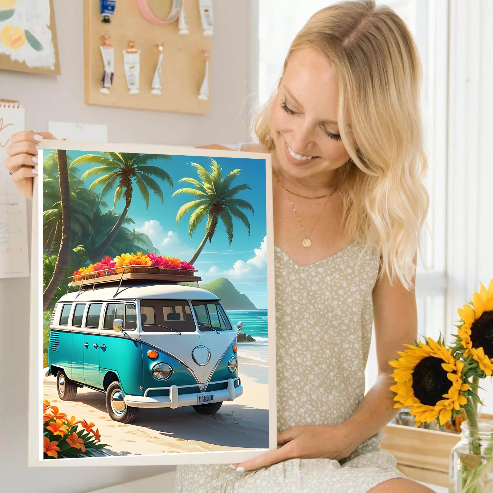 Feelive Diamond Painting Kit 30x40cm - 5D DIY Diamantbild Mit Blumen Motiv