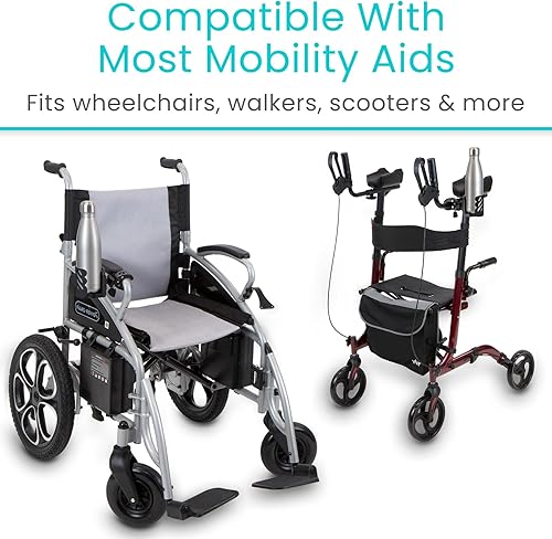 Miniatura 6 de Vive Portavasos XL - para andador, rodillo, silla de ruedas, scooter de movilidad eléctrica, cochecito, bicicleta y silla, soporte ajustable para