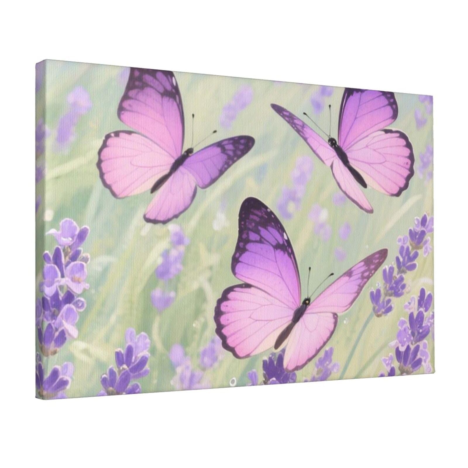 Fodpand Butterfly Unframed Canvas Wall Art,Modern Posters Print Wall Decor Canvas Oil Painting For Bedroom Living Room Bathroom Wall Hanging Artwork Ready To Hang 12"X18"