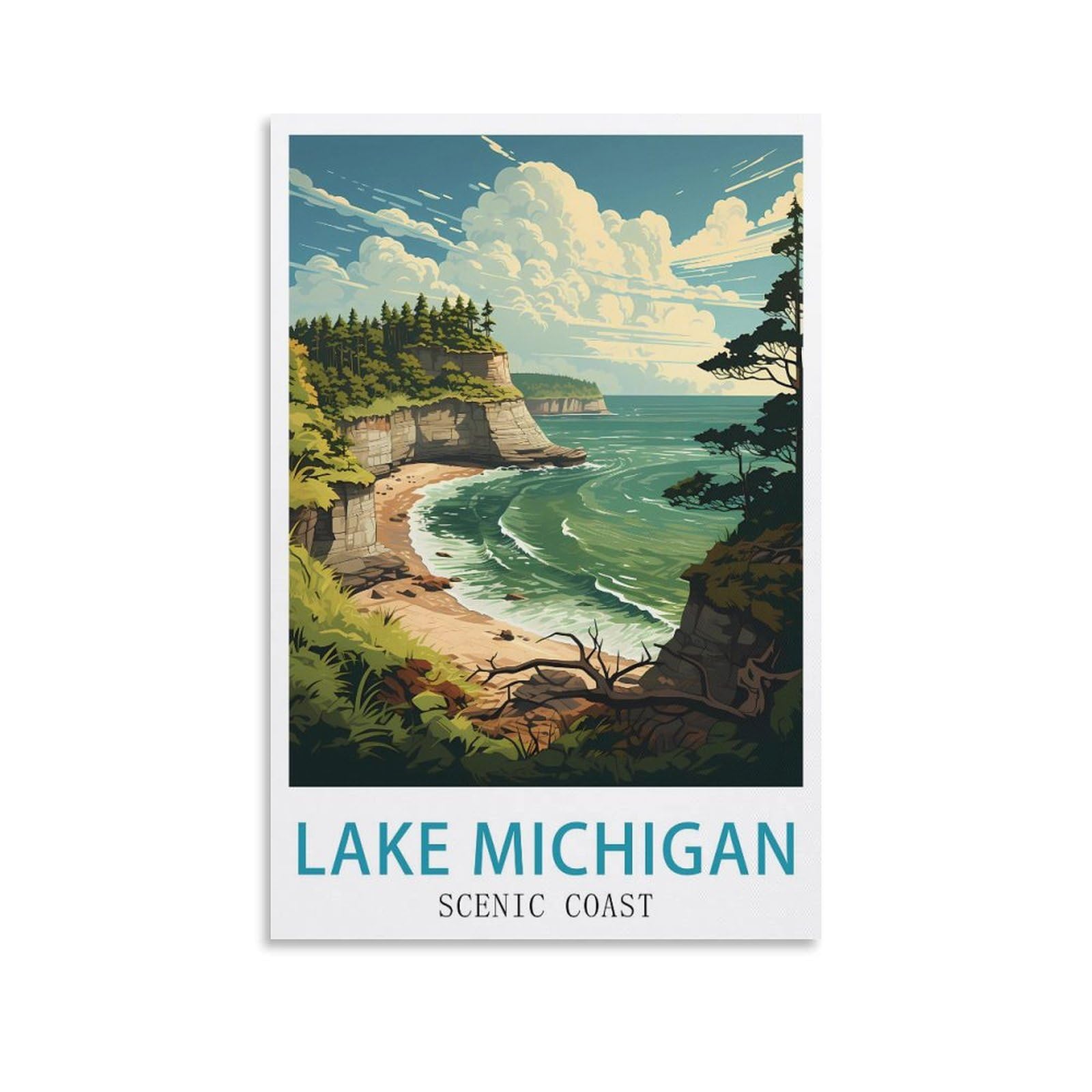 Funny Tin Signs,Scenic Coast Lake Michigan,Funny Vintage Metal Sign Plaqu Poster Wall Art Pub Bar Kitchen Garden Bathroom Home Decor 20x30cm