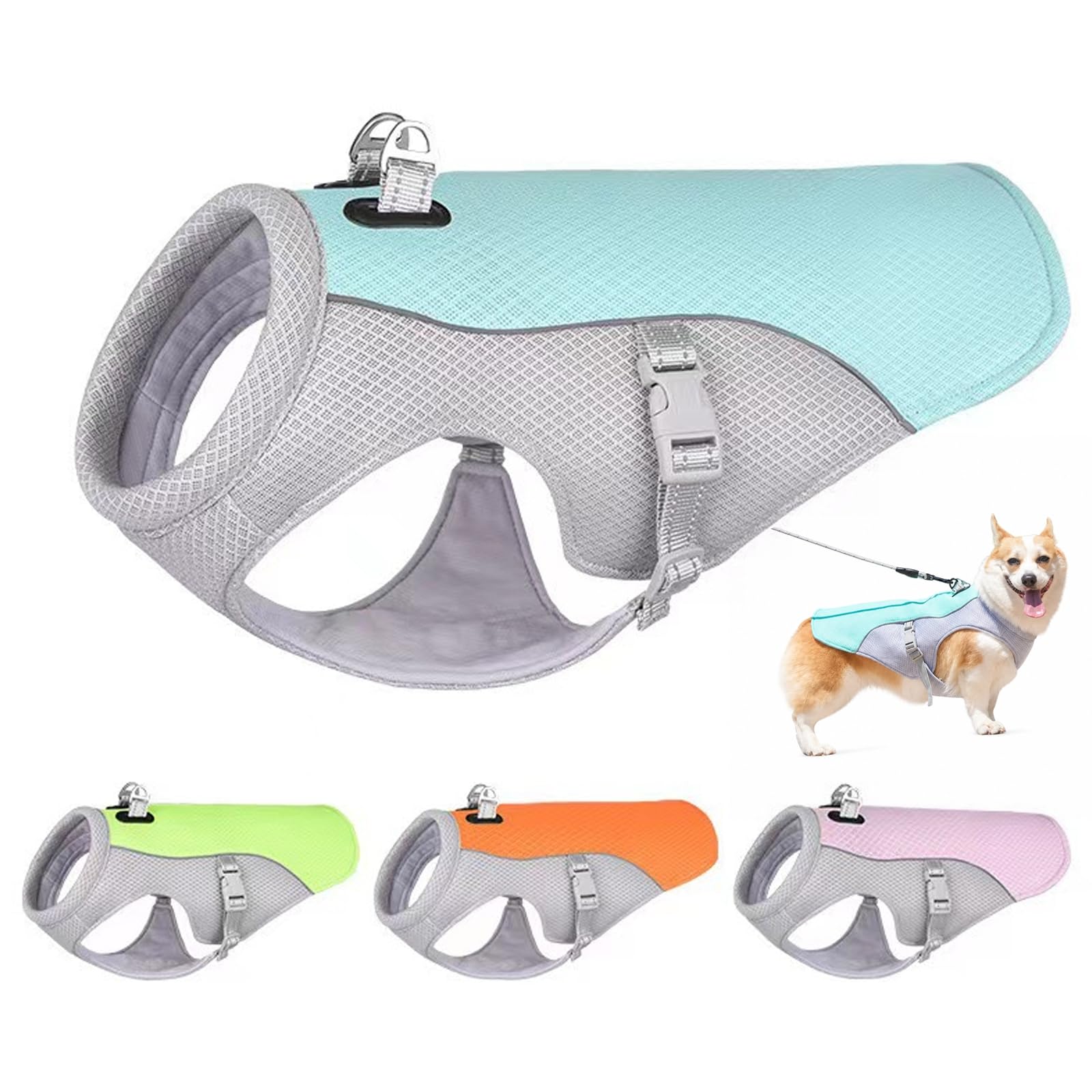 Cooling Dog Vest, Coolings Jacket for Dogs, Adjustable Summer Dog Coat Reflective Safety Ice Clothes for Large Medium Small Dogs Walking Outdoor