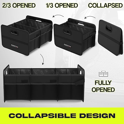 Miniatura 5 de FORTEM Organizador de maletero de automóvil, organizador plegable de dos compartimentos, almacenamiento plegable para SUV y camión para accesorios