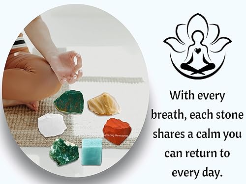 Miniatura 4 de Cristales para la manifestación de alivio del dolor, juego de 6 piedras de sangre, amazonita, cuarzo transparente, jaspe rojo, ágata de encaje y