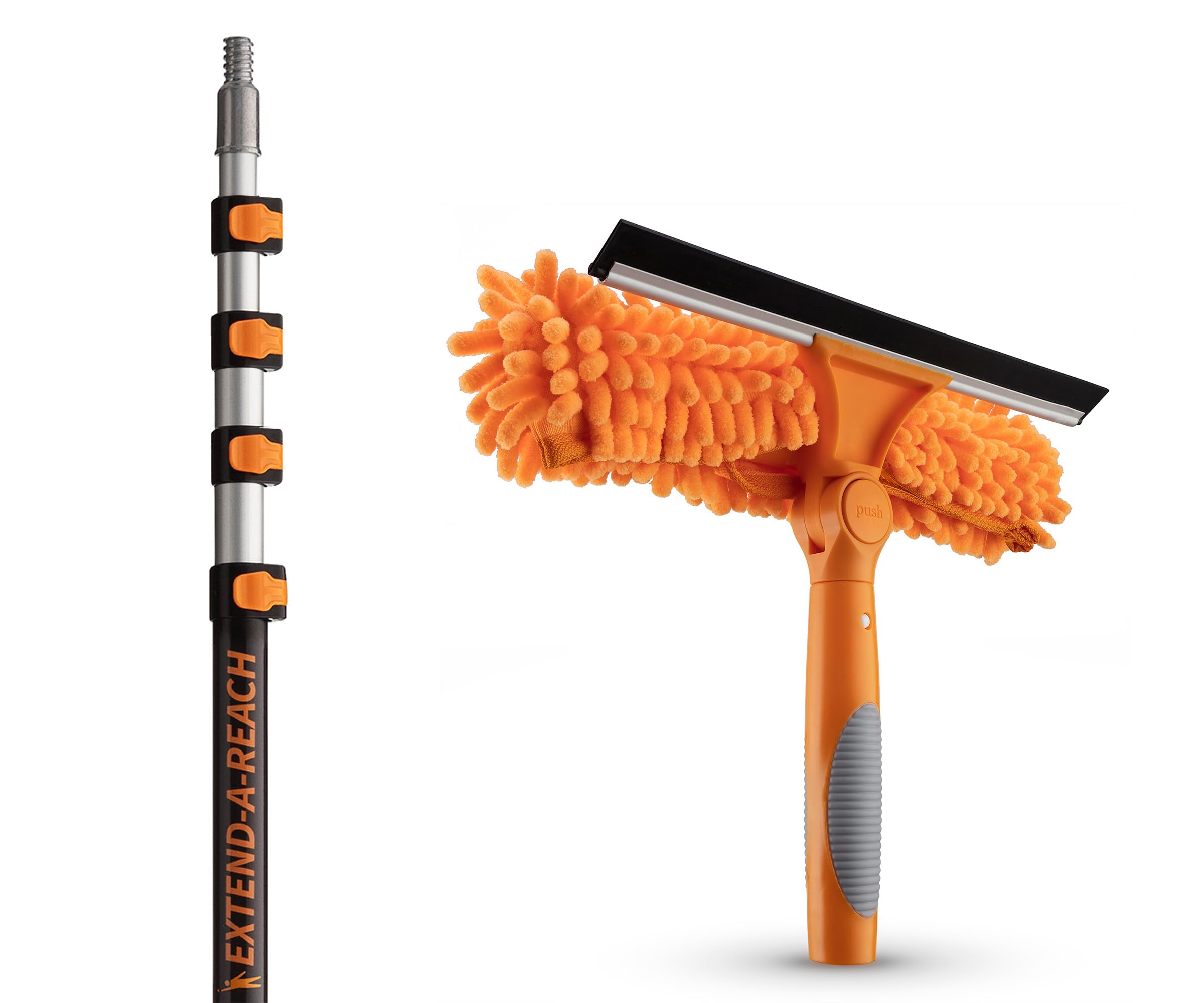 1.5-5.5m (5-18 ft) Window Cleaning Kit with Extension Pole (7.3m+ Reach) // Window Cleaning Pole & Window Squeegee with Telescopic Extension Pole // Best Indoor Outdoor Window Cleaning Equipment — image 1