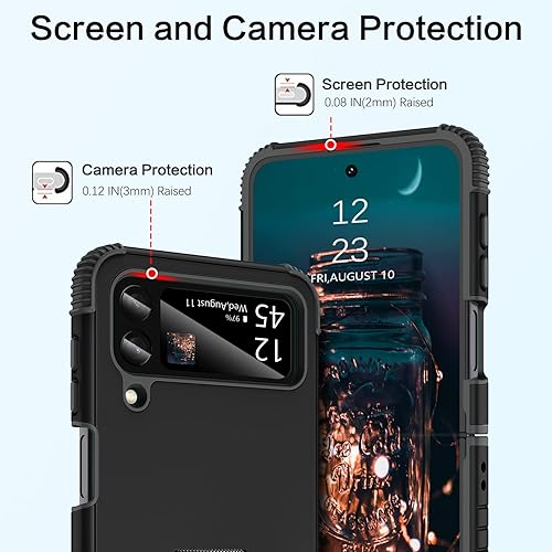 Miniatura 5 de BENTOBEN Funda para Samsung Galaxy Z Flip 4, Z Flip 4 5G, resistente 2 en 1, cuerpo completo, resistente, a prueba de golpes, con anillo, para