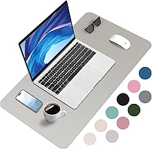 Zanfqvo Desk Pad, Large PU Leather Mouse Pad, Waterproof Desk Pad for Office,Home,80cm x 40cm (Grey)