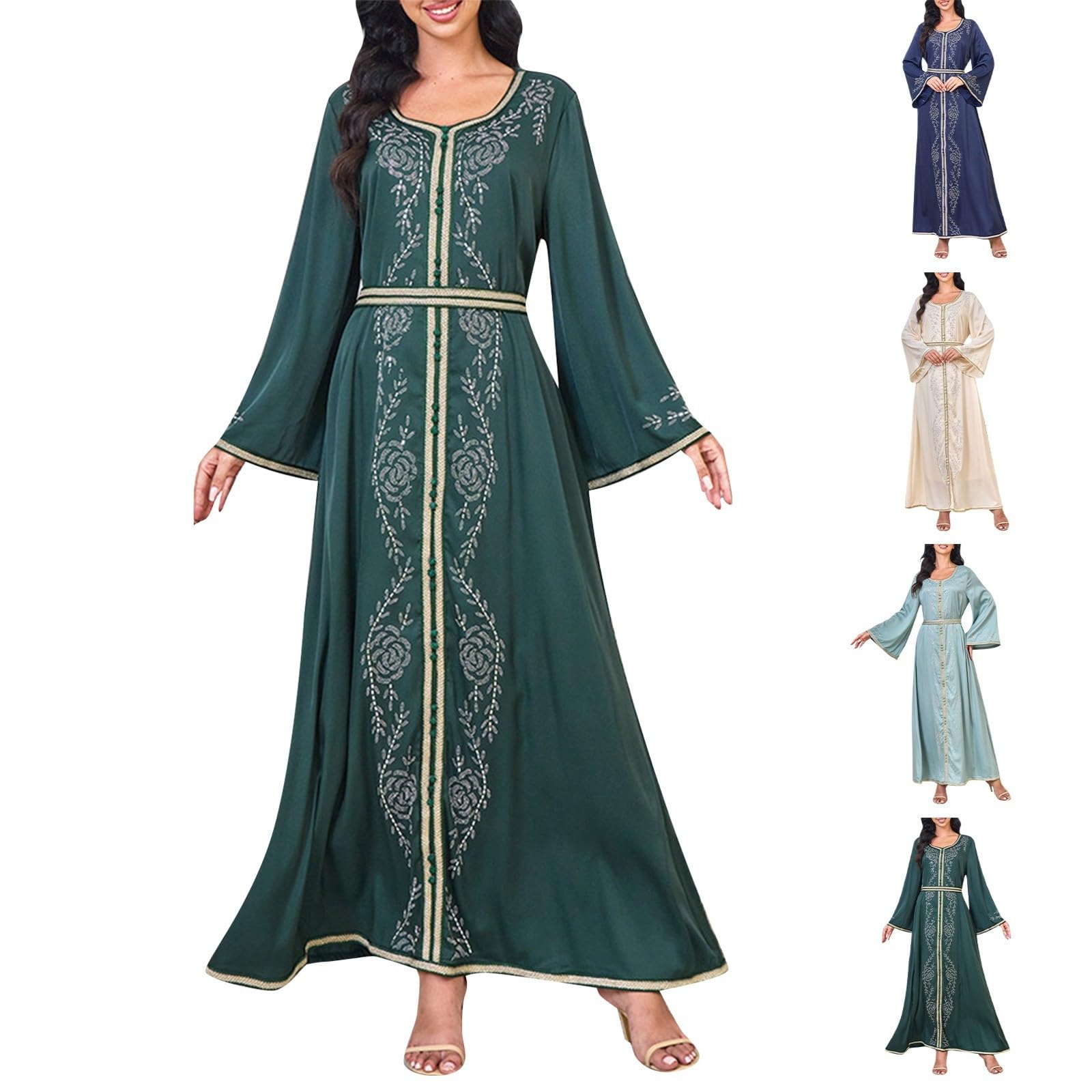 Abiti musulmani da donna medievale maniche lunghe abito floreale rinascimentale tradizionale con stampa floreale complicato abito gotico per feste di nozze e feste Ramadan