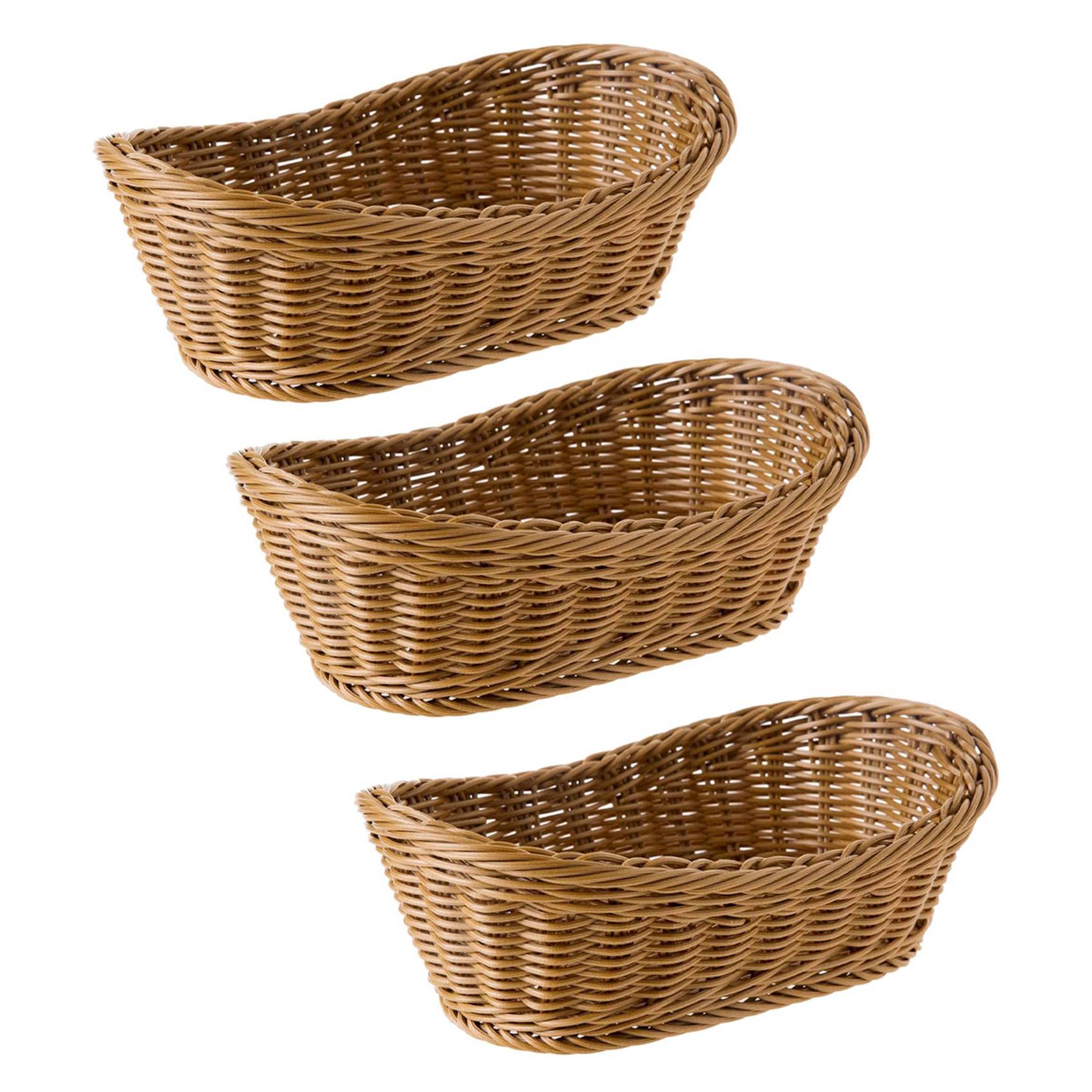 Hndhbfgrt 3X Oval Wicker Woven Basket Bread Basket Serving Basket, 11 Inch Storage Basket