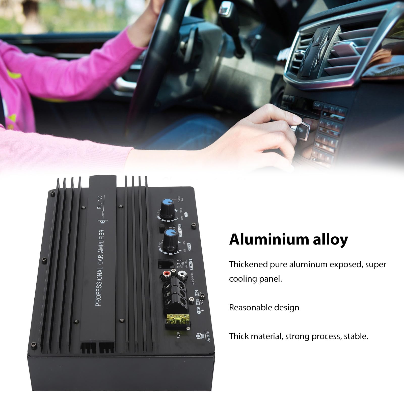 High Power Car Power Amplifier Board, Aluminum Alloy 12V 1000W Car Amp Board, Car Bass Sub Woofer Board for 8-12 Inch Dual Coil Speaker
