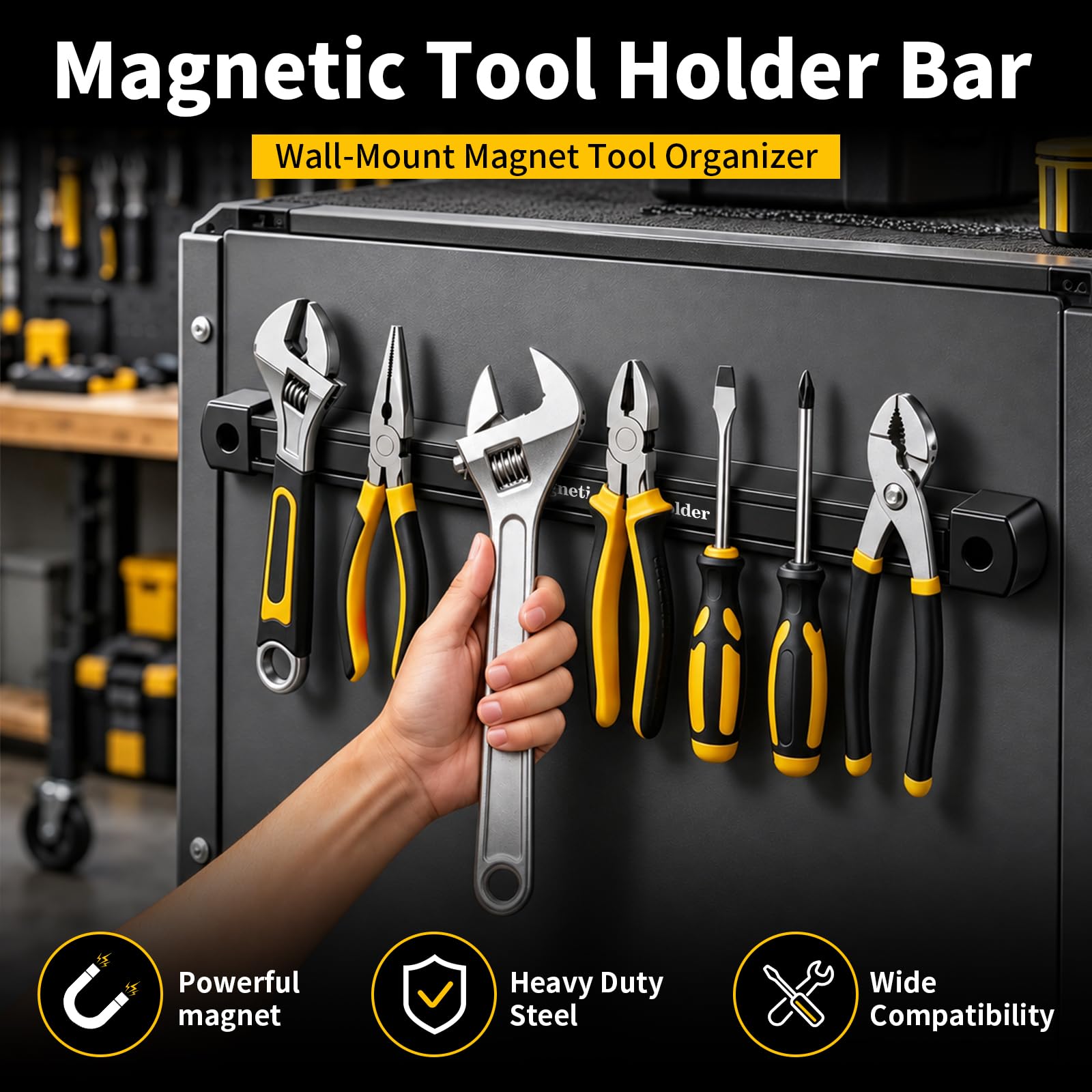 GRENPRO Double-Sided Magnetic Tool Holder, 12" Magnetic Tool Bar, 110 lb — Amazon image 2