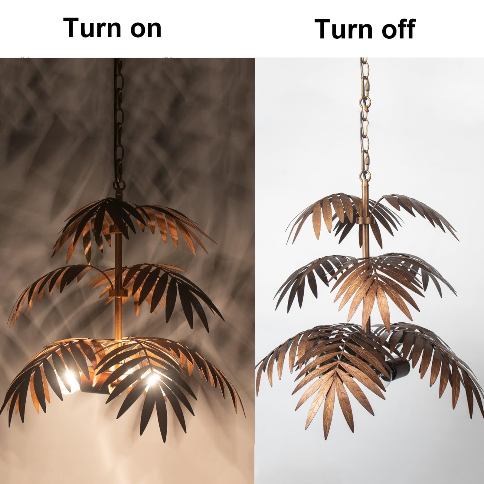 Retro Tropical Coconut Leaf Chandelier LED Scandinavian Tree Branch Iron Ceiling Light Home Decoration Lamps and Lanterns Hotel Club Decoration Lamps and Lanterns